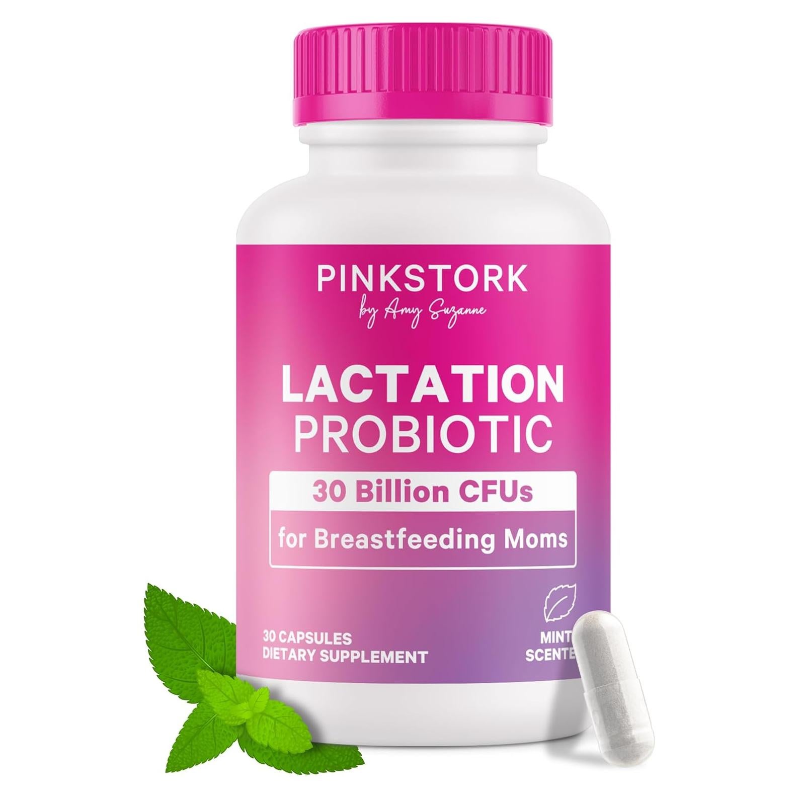 Probiotico de Lactancia Pink Stork 30 Cápsulas Menta 30 Mil Millones CFUs