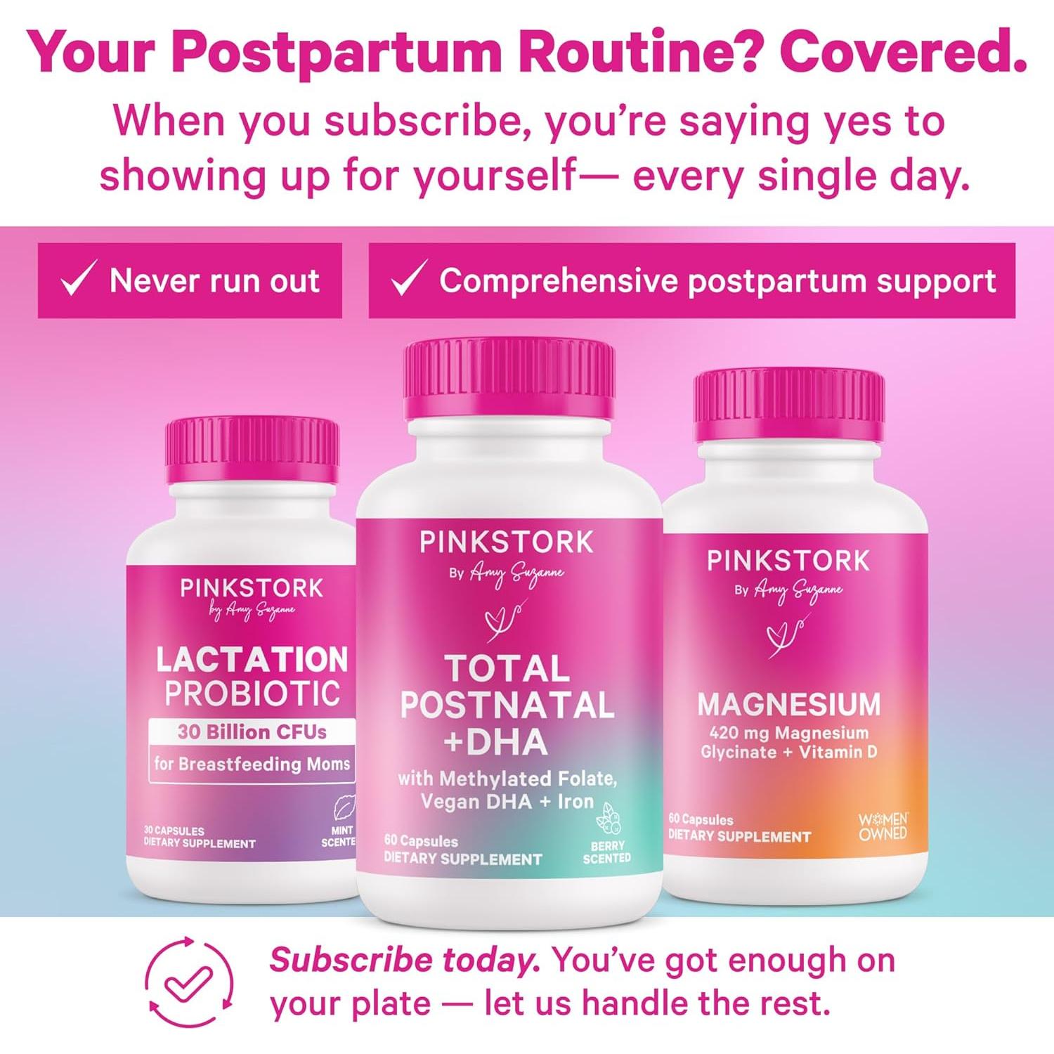 Probiotico de Lactancia Pink Stork 30 Cápsulas Menta 30 Mil Millones CFUs