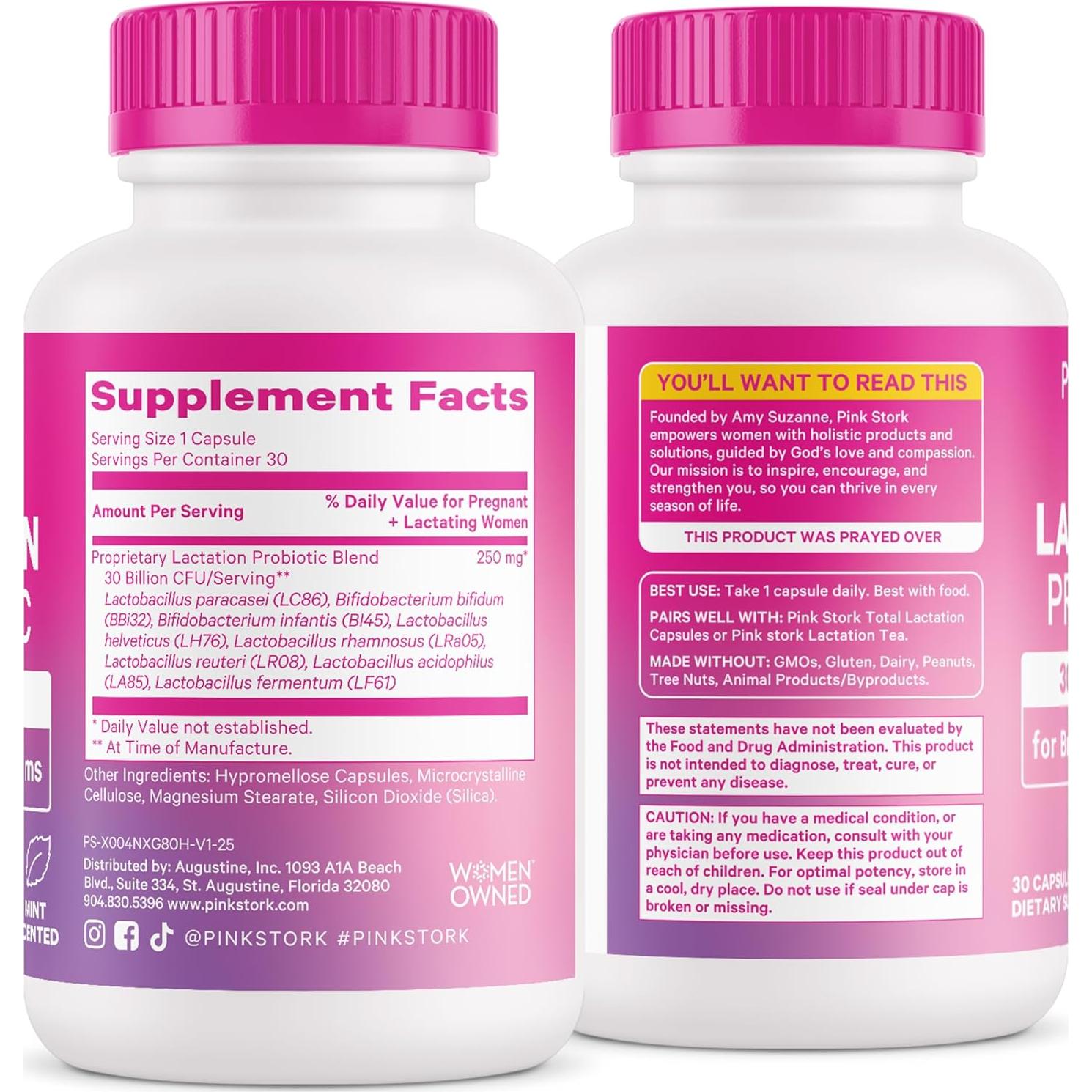 Probiotico de Lactancia Pink Stork 30 Cápsulas Menta 30 Mil Millones CFUs
