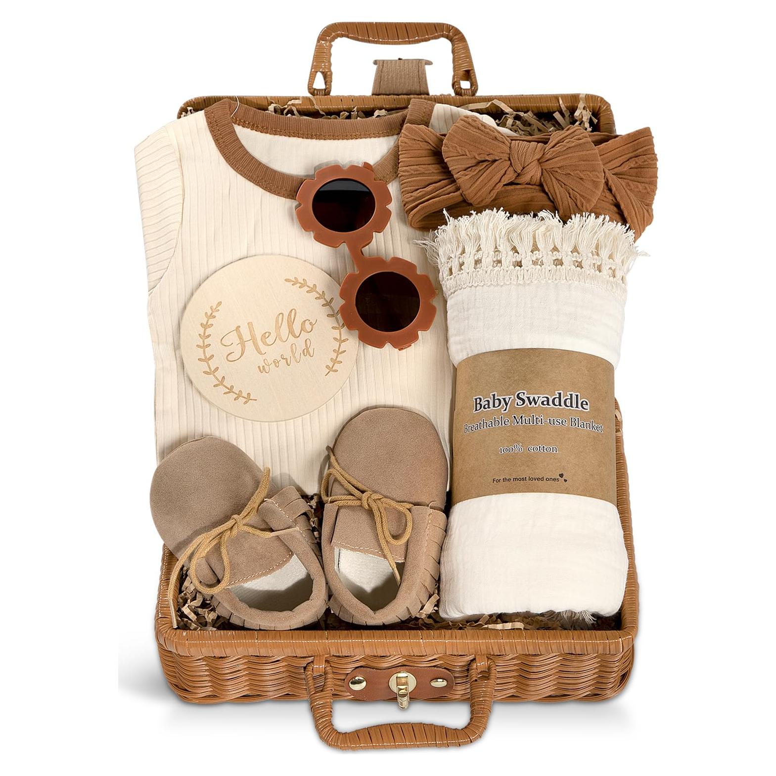 Canasta de Regalo para Niña Recién Nacida INS - Body, Manta, Gafas