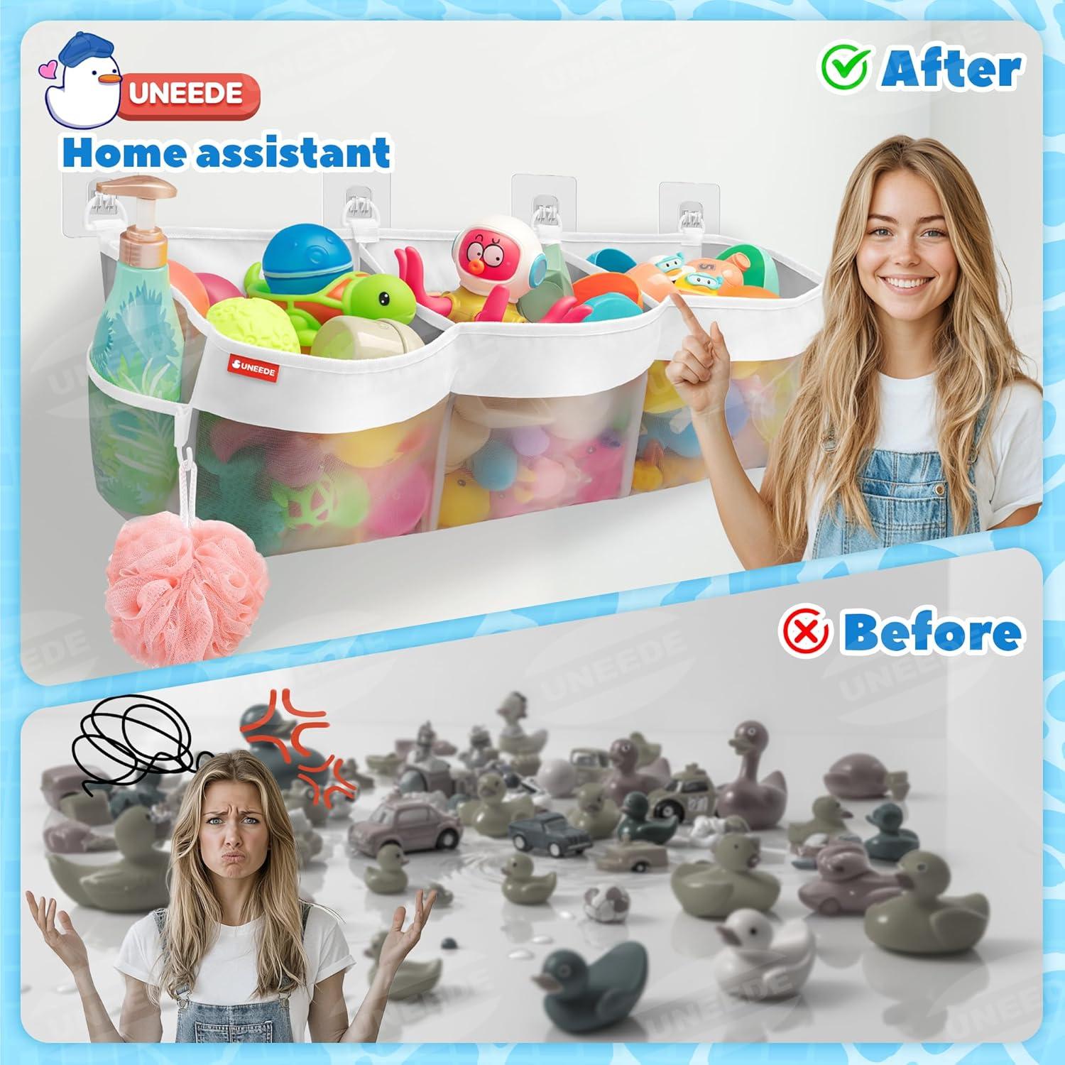 Organizador de Juguetes de Baño UNEEDE 18.79L 3 Compartimentos Gris