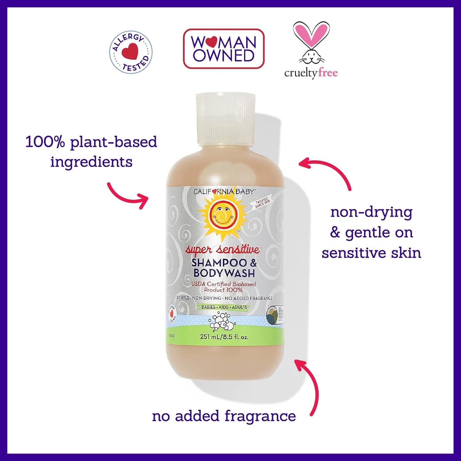 Champú y Gel de Baño California Baby 250 mL Hipoalergénico