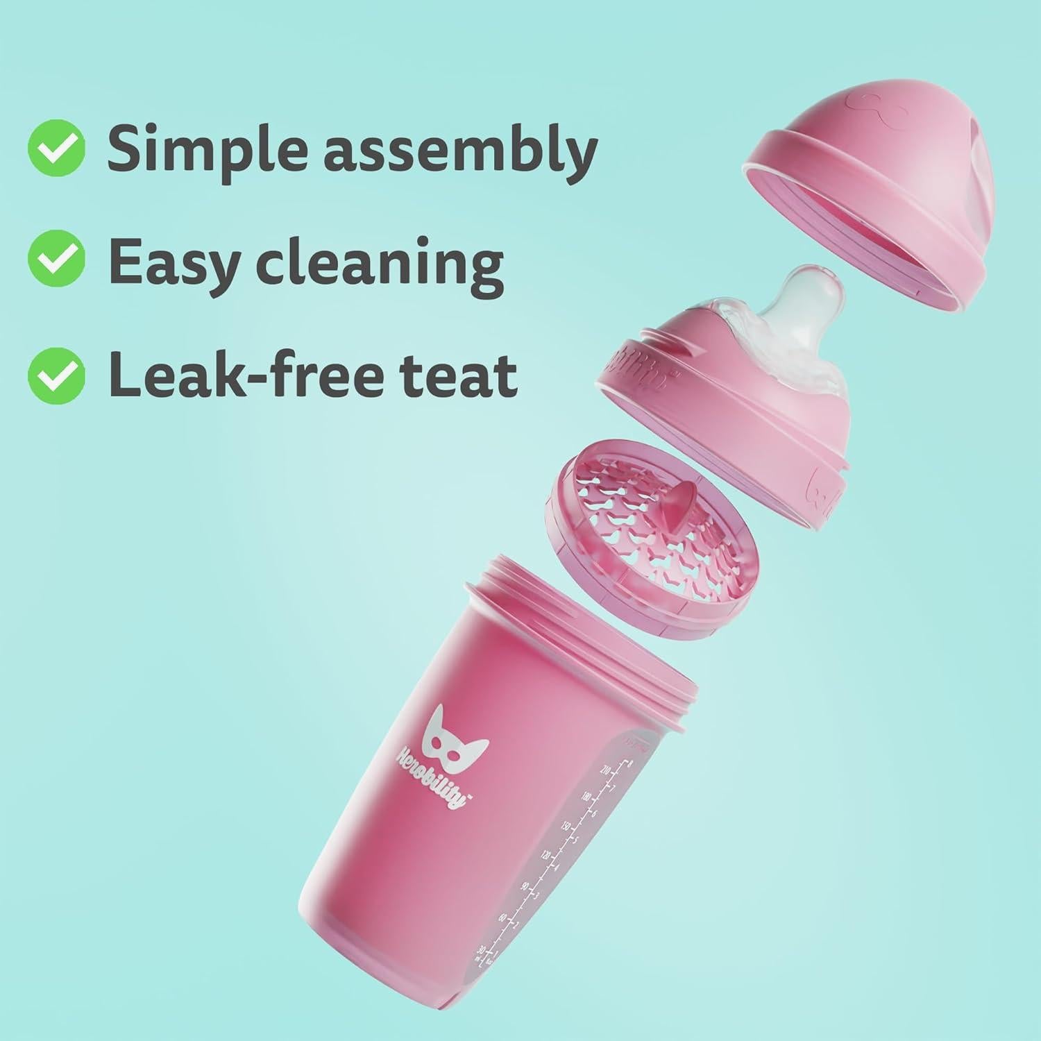 Botellas para Bebés Herobility Doble Anti-Cólico 140 ml - Paquete de 3