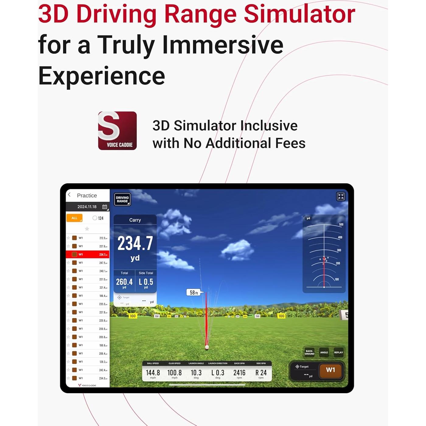 Monitor de Lanzamiento de Golf Voice Caddie SC4 Pro 3D