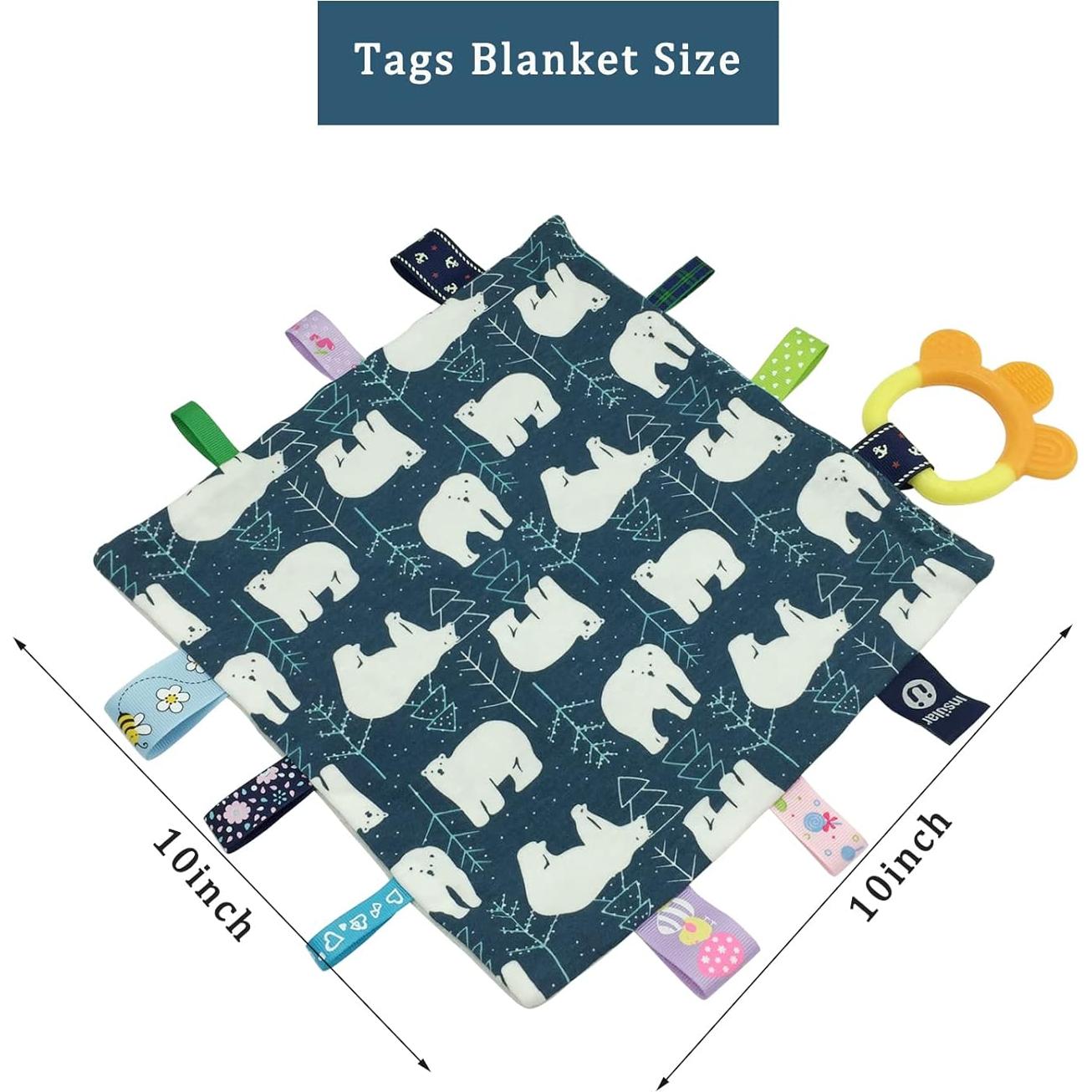 Manta de Seguridad Upalupa Minky Dot Azul Oso Polar 25.4x25.4cm