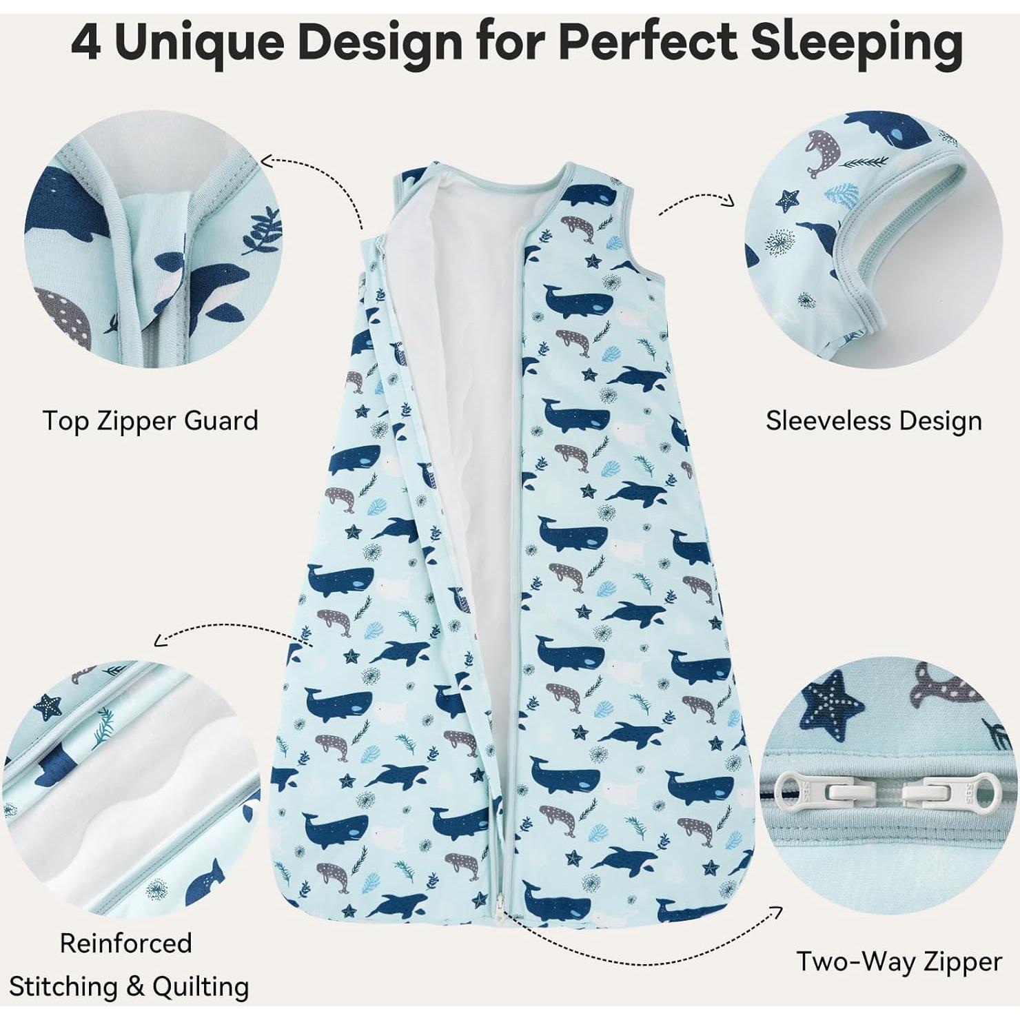 Saco de Sueño Unnivoll 6-12 Meses 2.5 TOG Algodón Tiburón