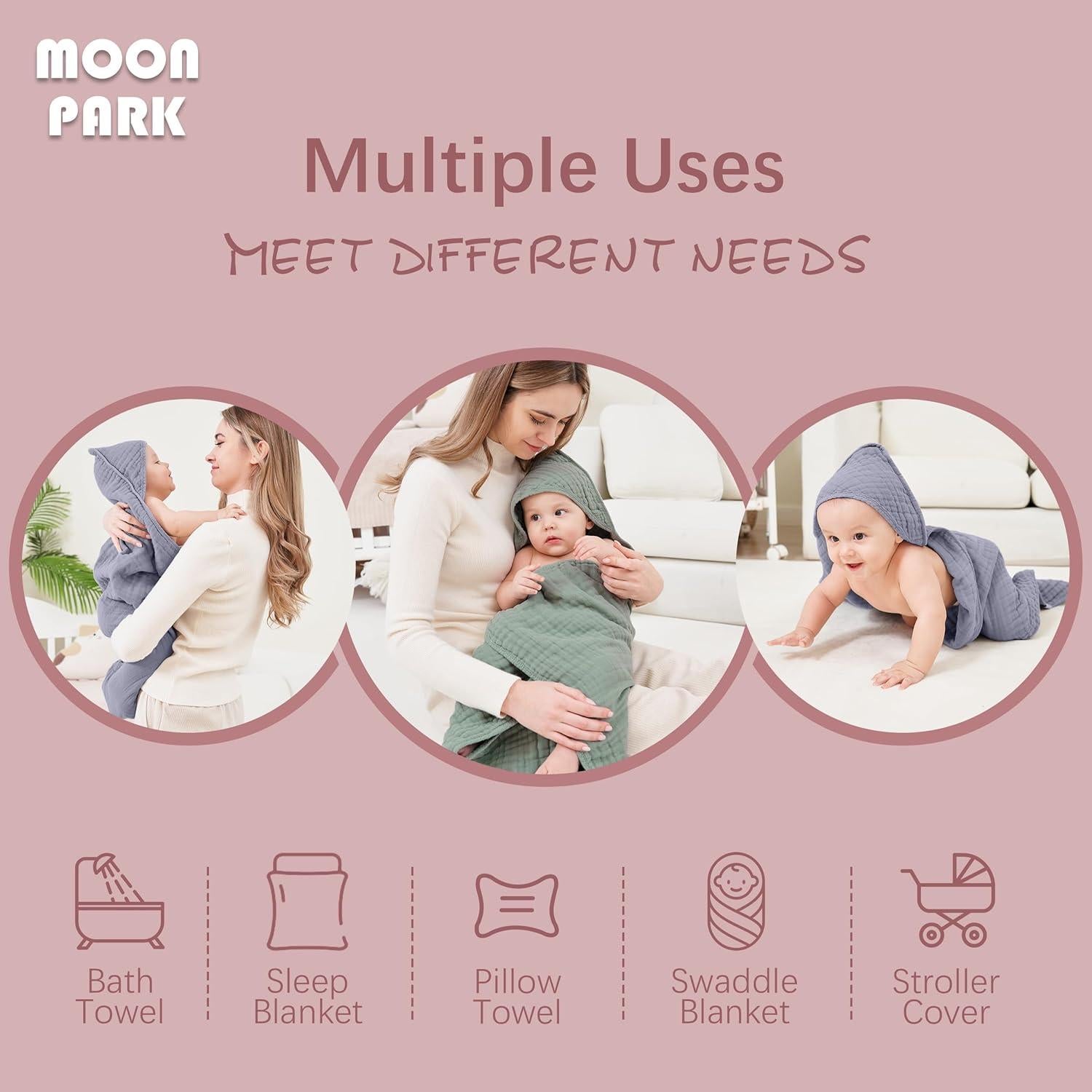 Toallas de Baño con Capucha MOON PARK 2 Piezas 81x81cm Algodón