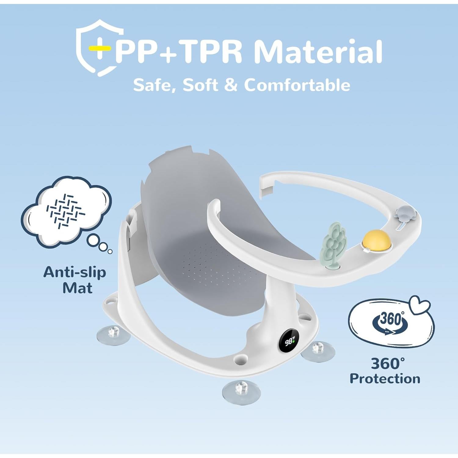 Asiento de Baño Antideslizante Coldew para Bebés Gris 0-9 kg