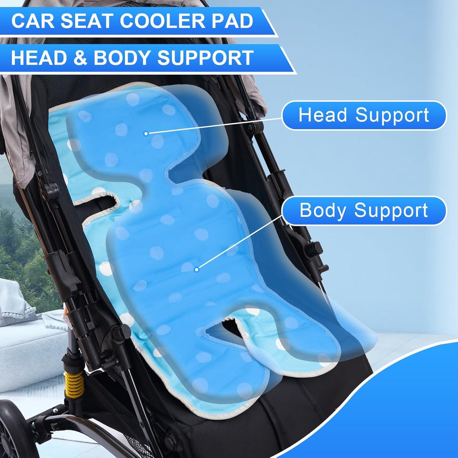 Almohadilla de Enfriamiento para Asiento de Coche Bebé Azul 2 en 1