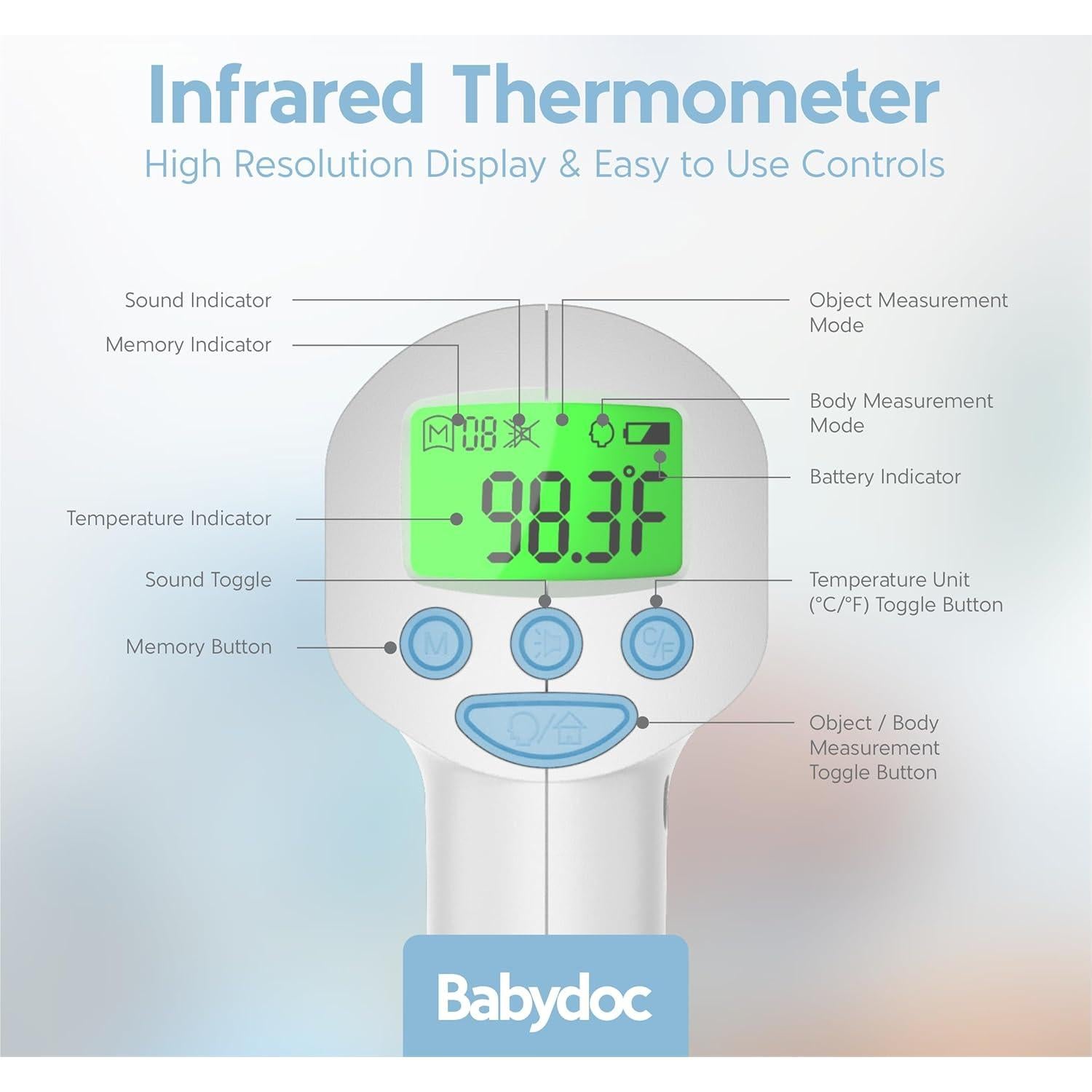 Termómetro Infrarrojo Sin Contacto Babydoc 3 en 1 para Bebés