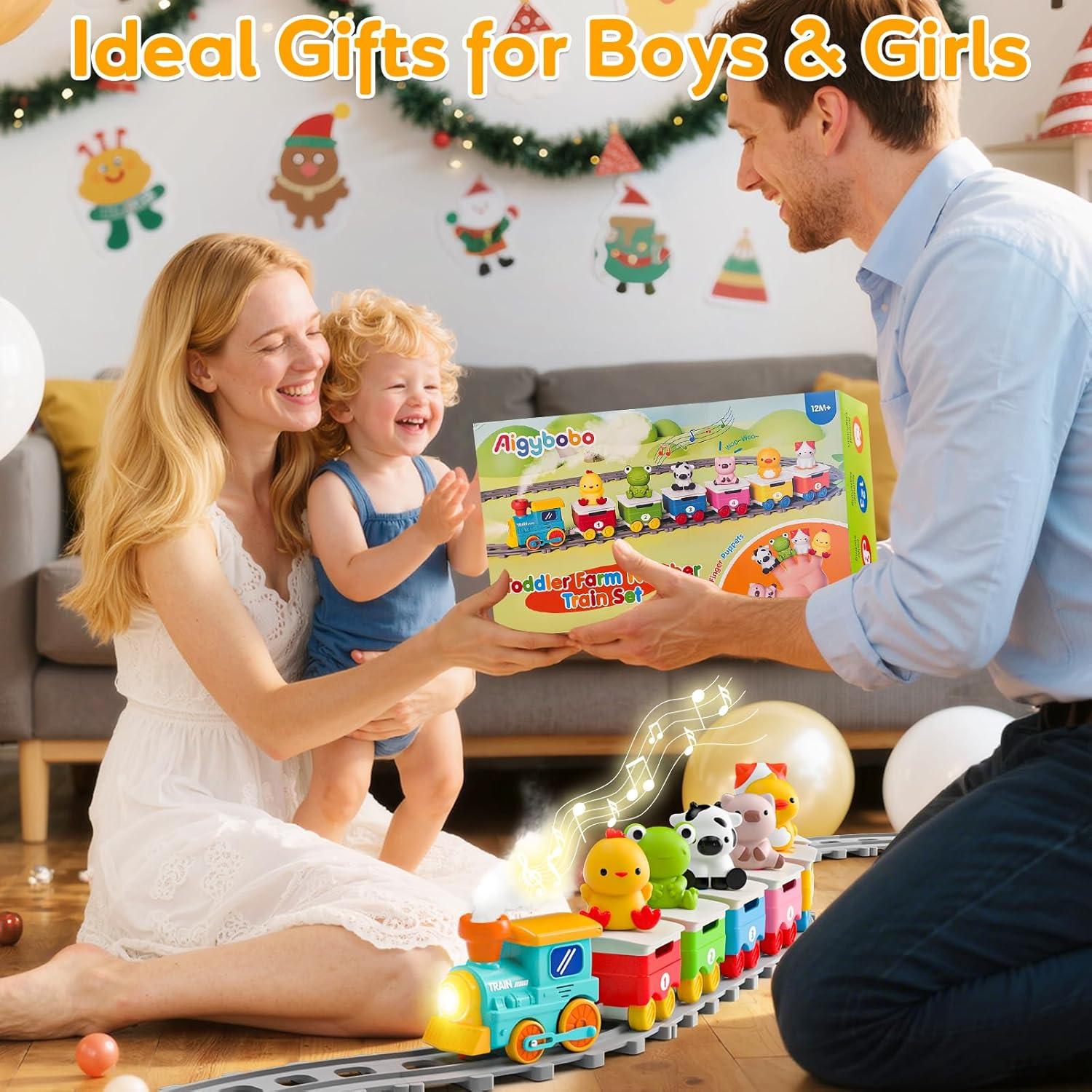 Set de Tren Eléctrico de Granja Aigybobo para Niños 1-3 Años