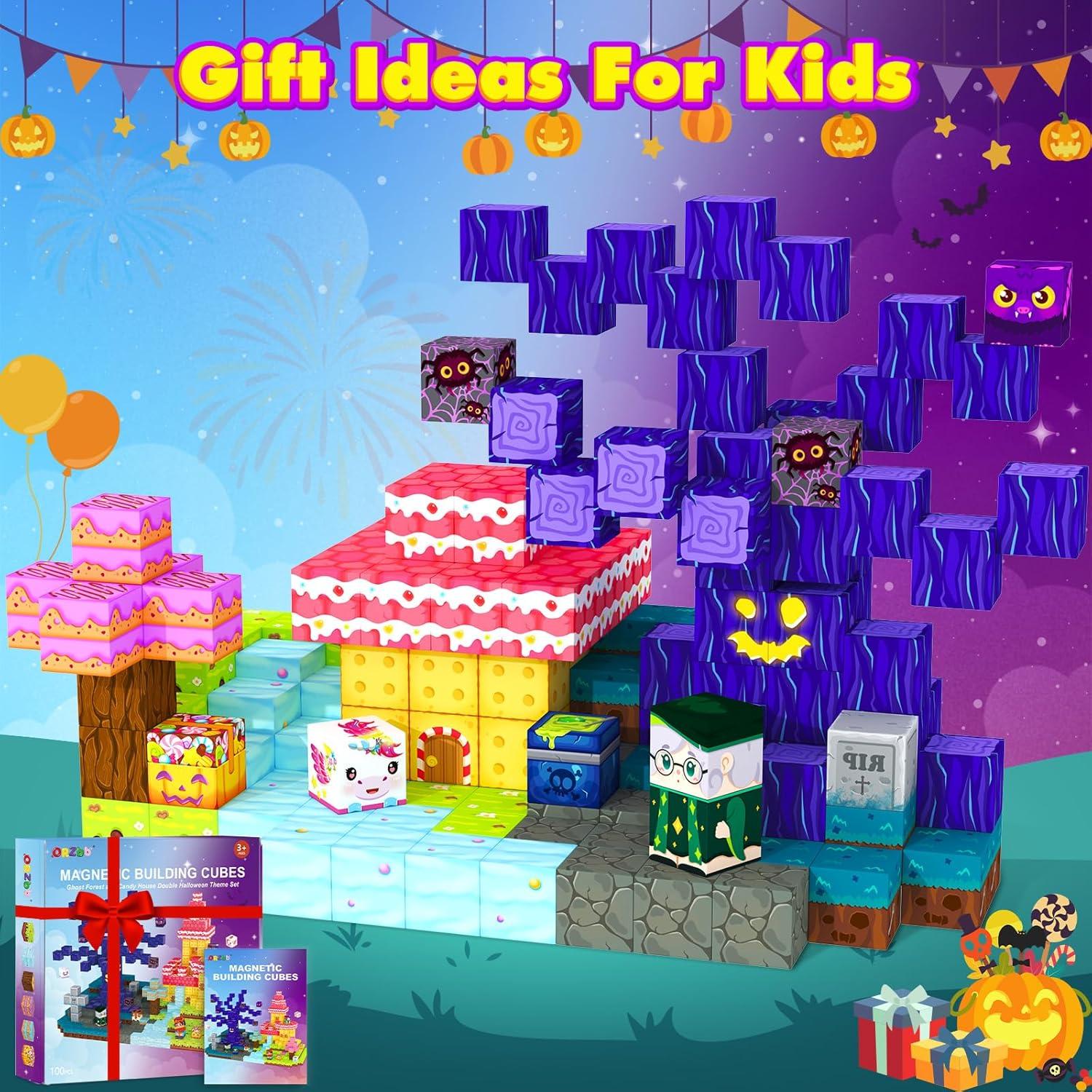 Bloques Magnéticos de Construcción ORZbb 100 Piezas Halloween