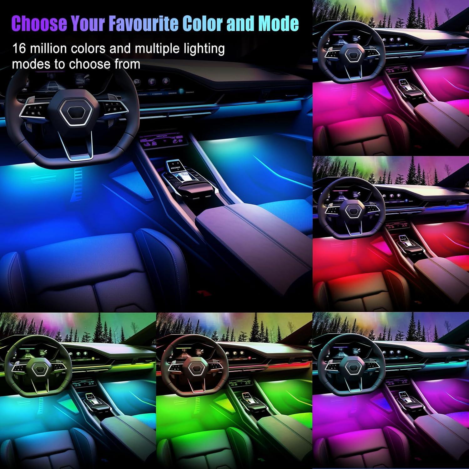 Luces LED RGB para Interior de Automóvil Honalia, Control APP