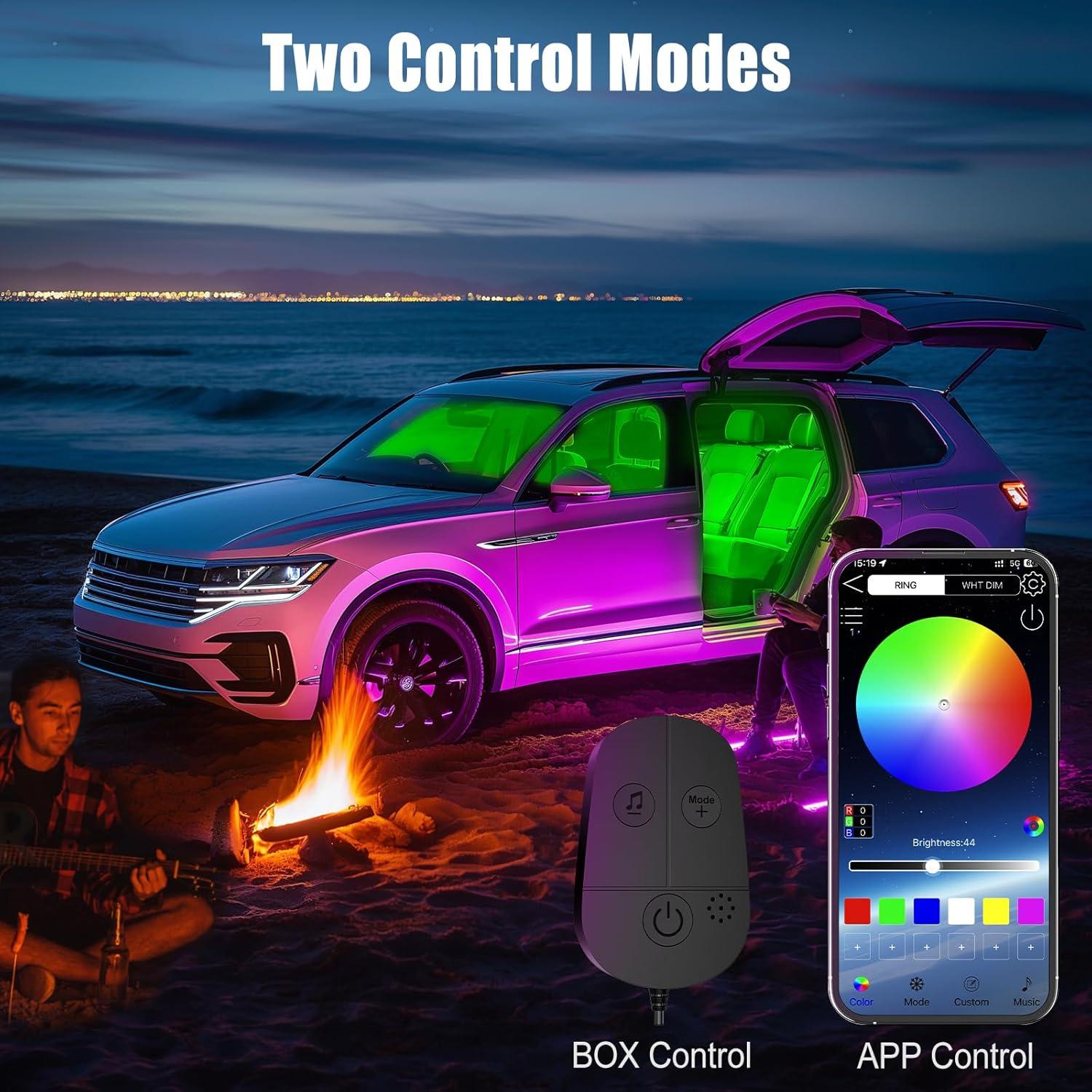 Luces LED RGB para Interior de Automóvil Honalia, Control APP