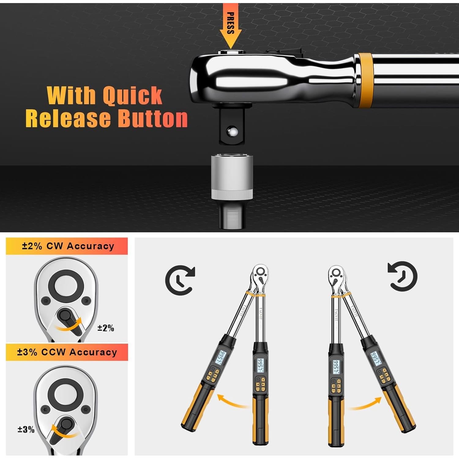 Llave de Torque Digital TAGVIT 1/2 Pulgada 6.8-135Nm