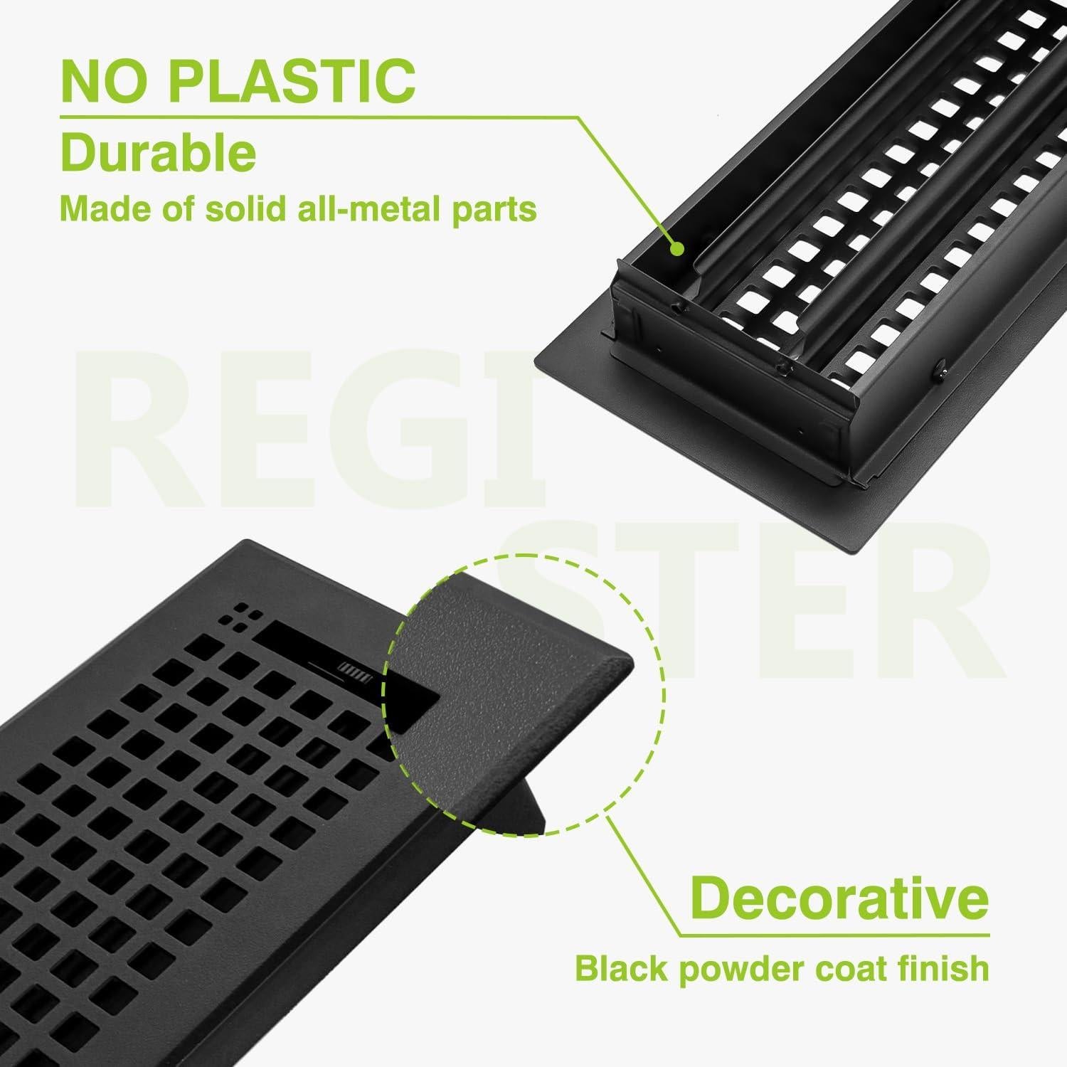 Rejilla de Piso Naiture de Acero Inoxidable 4x10" Negra