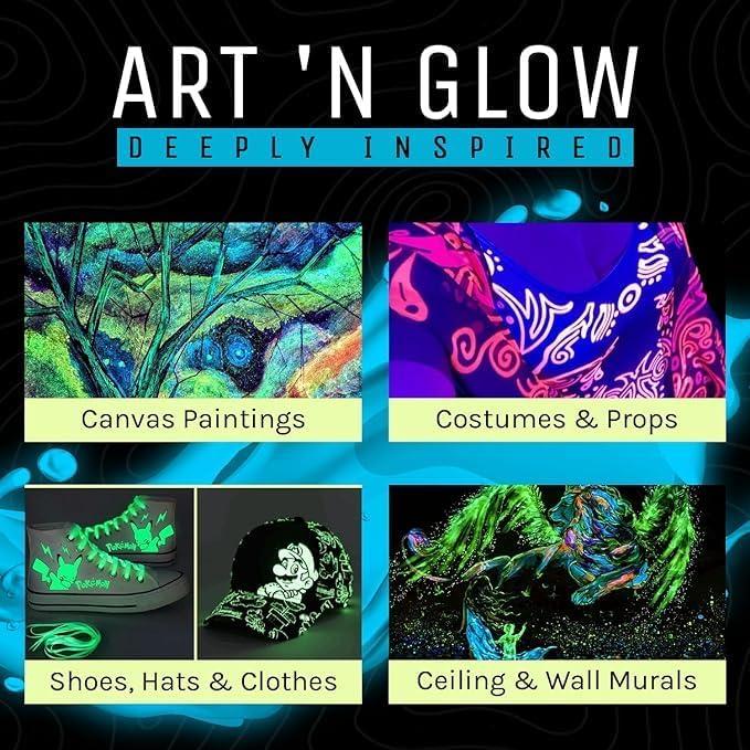 Glow In The Dark Acrylic Paint - Fluorescent Paints with 5+ Color Options for Art Paintings, Decorations, Outdoor & Indoor Art Craft for Adults, Students and Kids - 1 Ounce (Fluorescent Green)