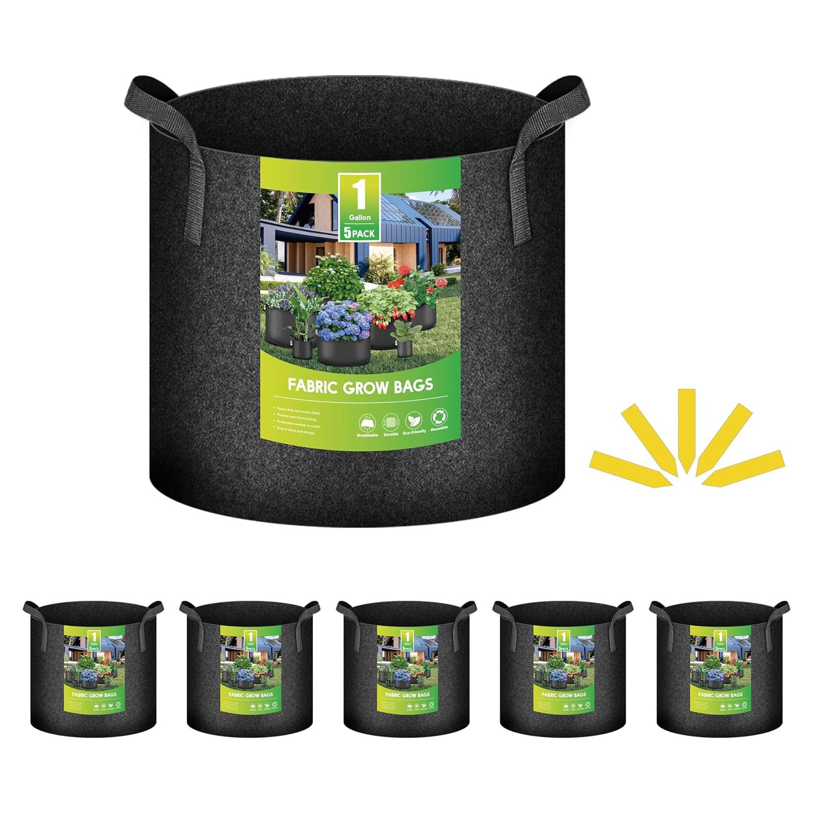 Bolsas de Crecimiento iPower 5-Pack 3.8L Tela No Tejida