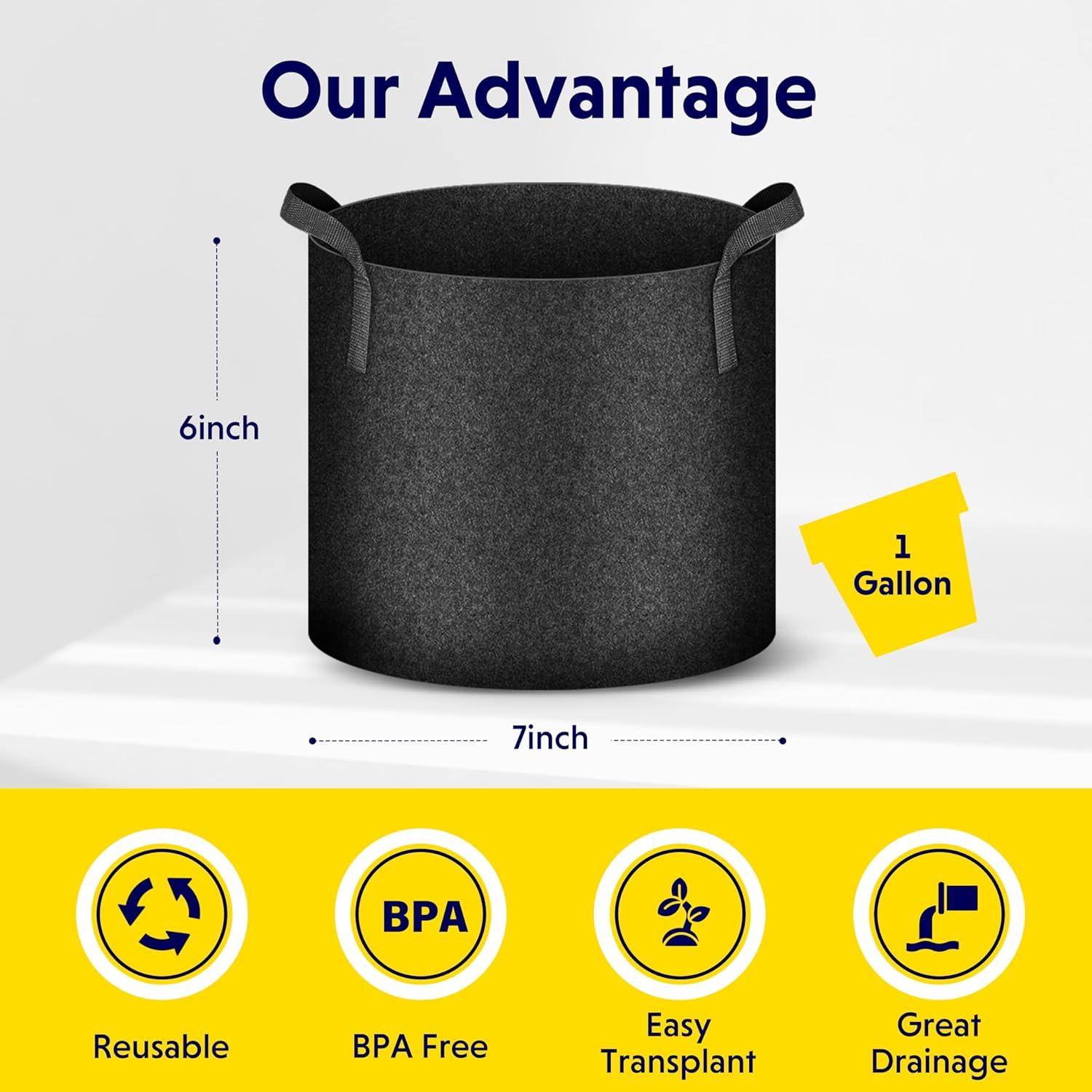 Bolsas de Crecimiento iPower 5-Pack 3.8L Tela No Tejida