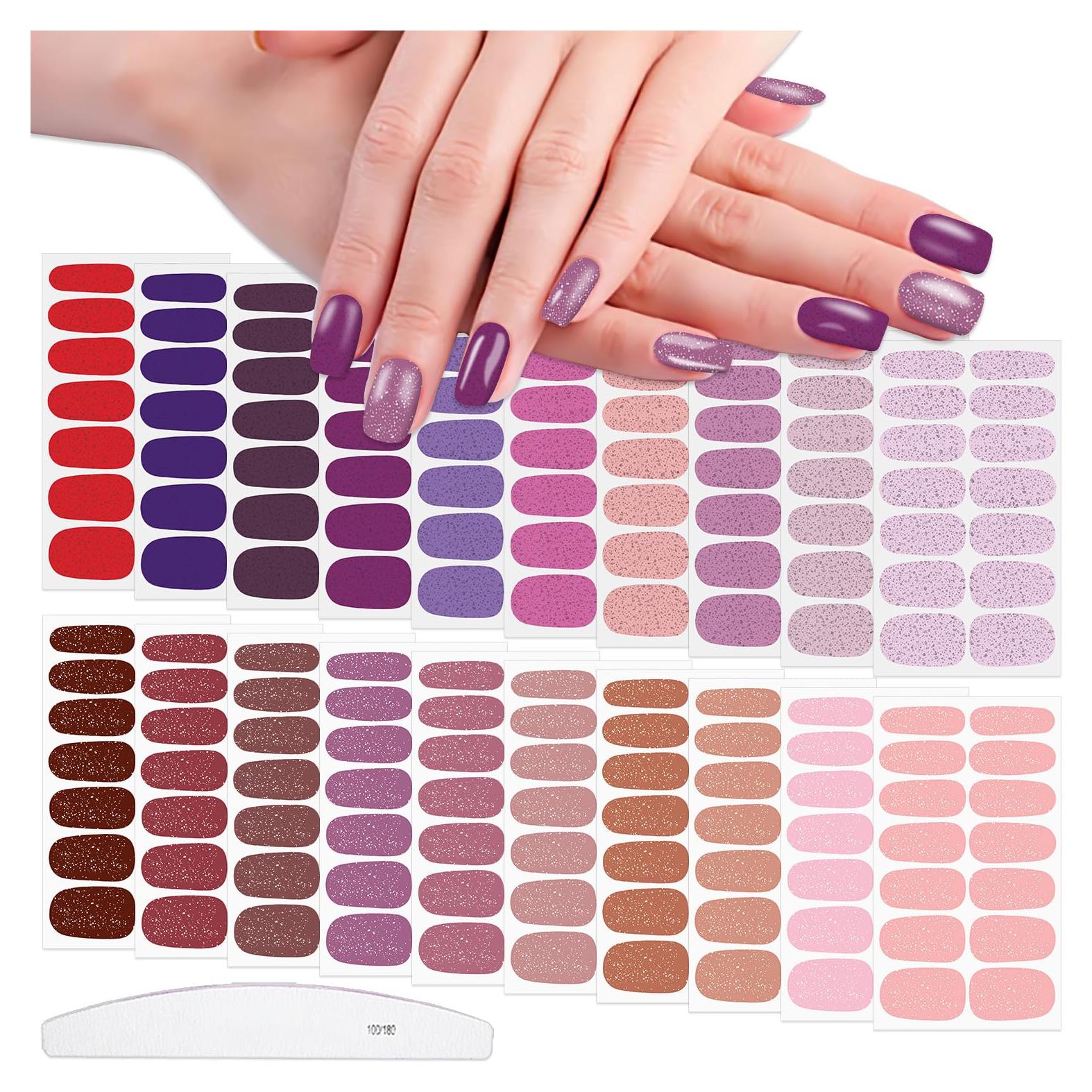 Wokoto 20 Hojas de Pegatinas de Esmalte de Uñas Brillantes