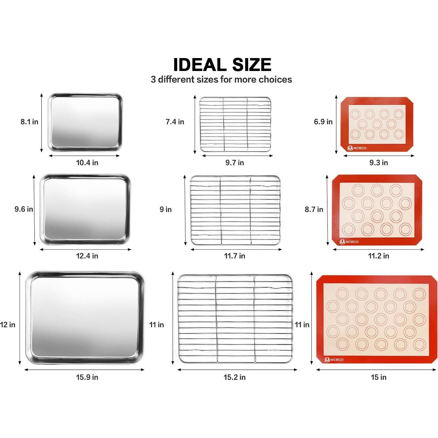 Set de Bandejas para Hornear M MCIRCO 9 Piezas Acero Inoxidable
