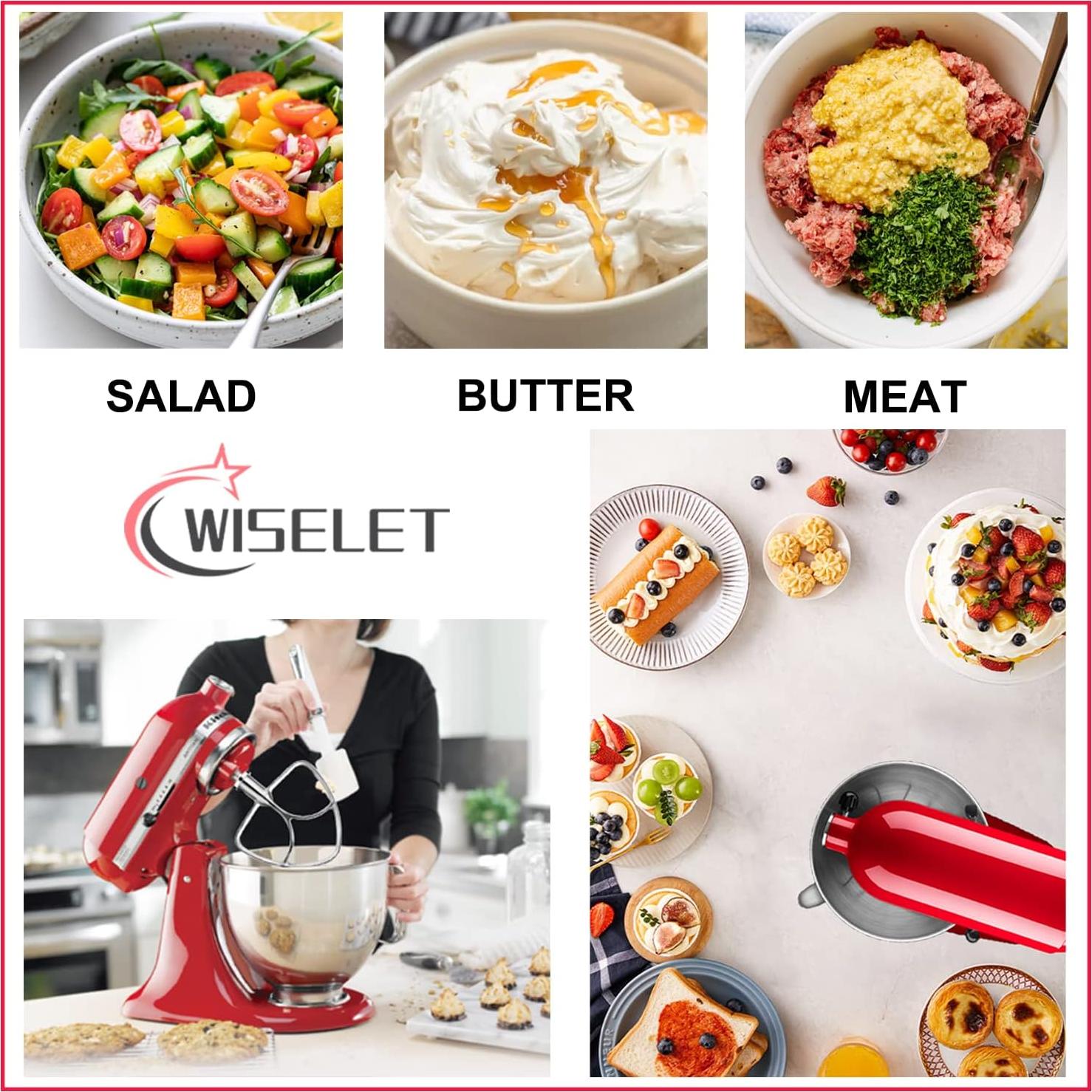 Batidor Plano de Acero Inoxidable Wiselet para KitchenAid 4.5-5qt