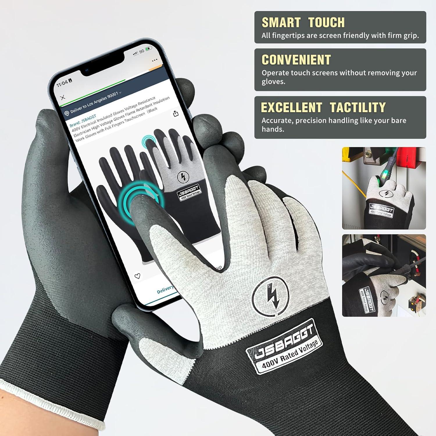 Guantes de Electricista Aislantes JSBAGGT 400V Antideslizantes