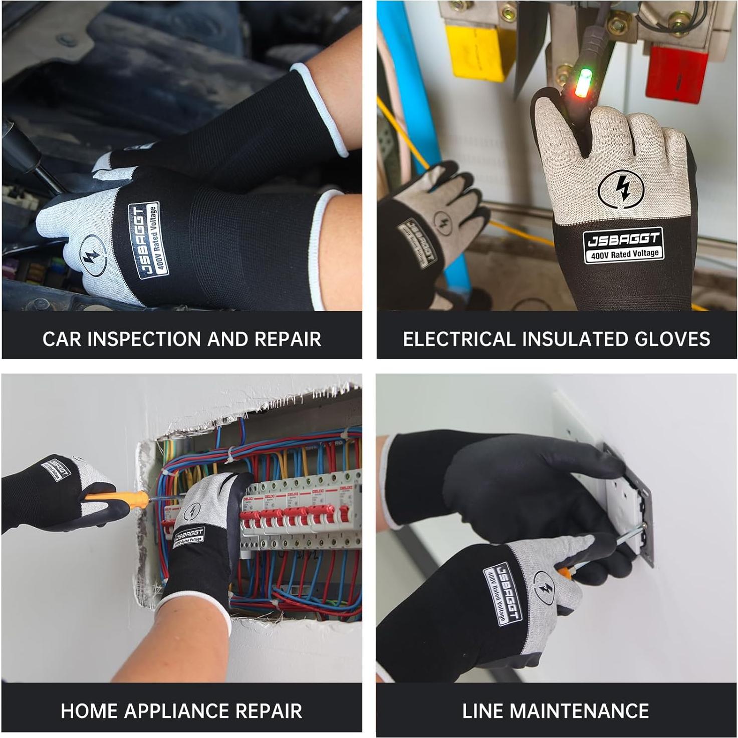Guantes de Electricista Aislantes JSBAGGT 400V Antideslizantes