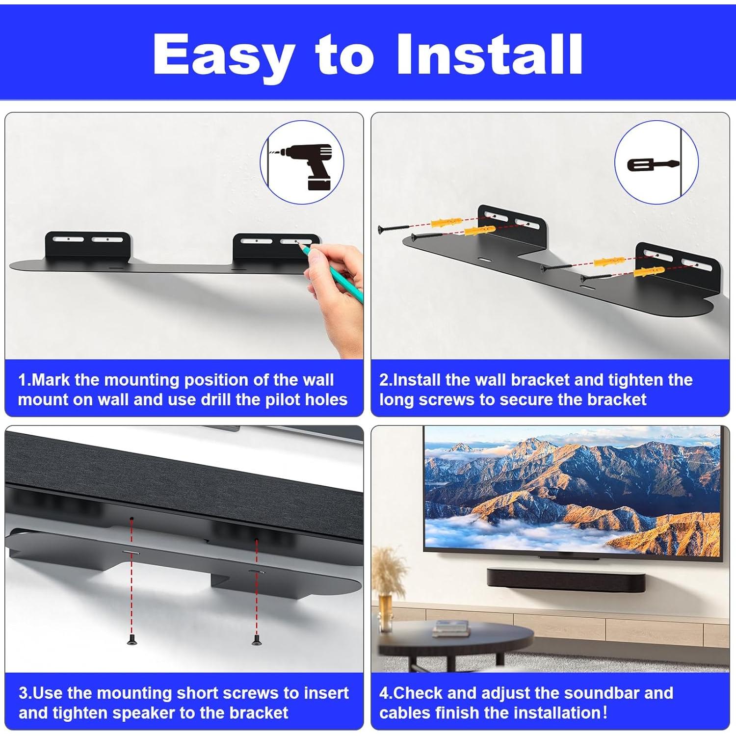 Soporte de Pared para Barra de Sonido BYMECOST Sonos Beam