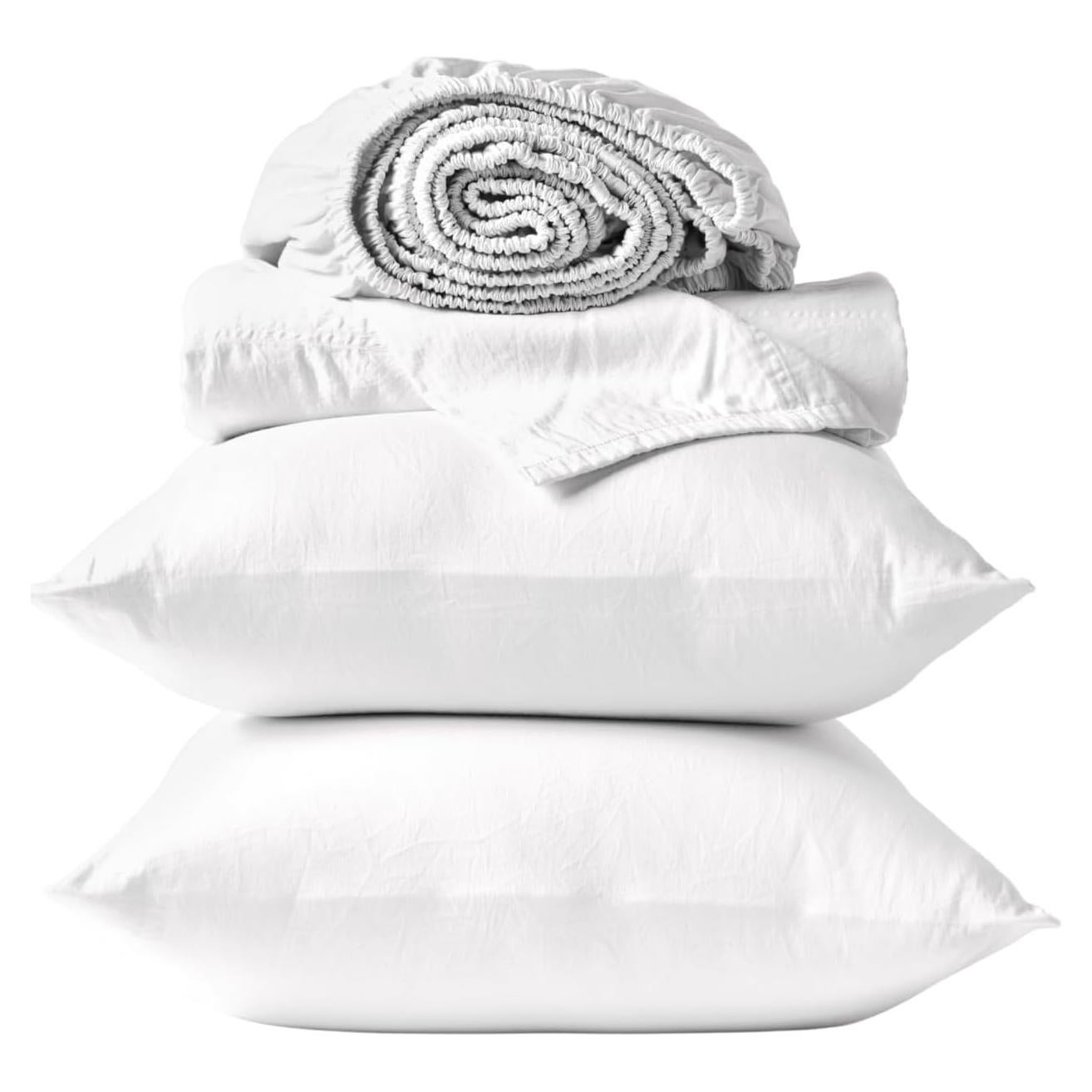 Juego de Sábanas Individual Coyuchi Satén Orgánico Blanco