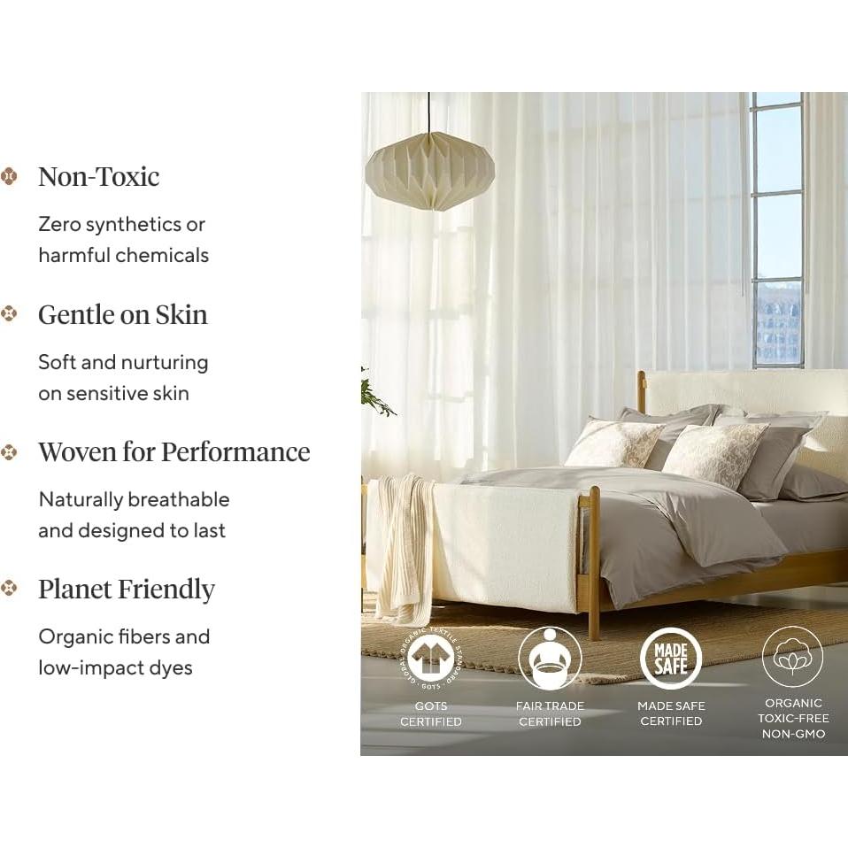 Juego de Sábanas Individual Coyuchi Satén Orgánico Blanco