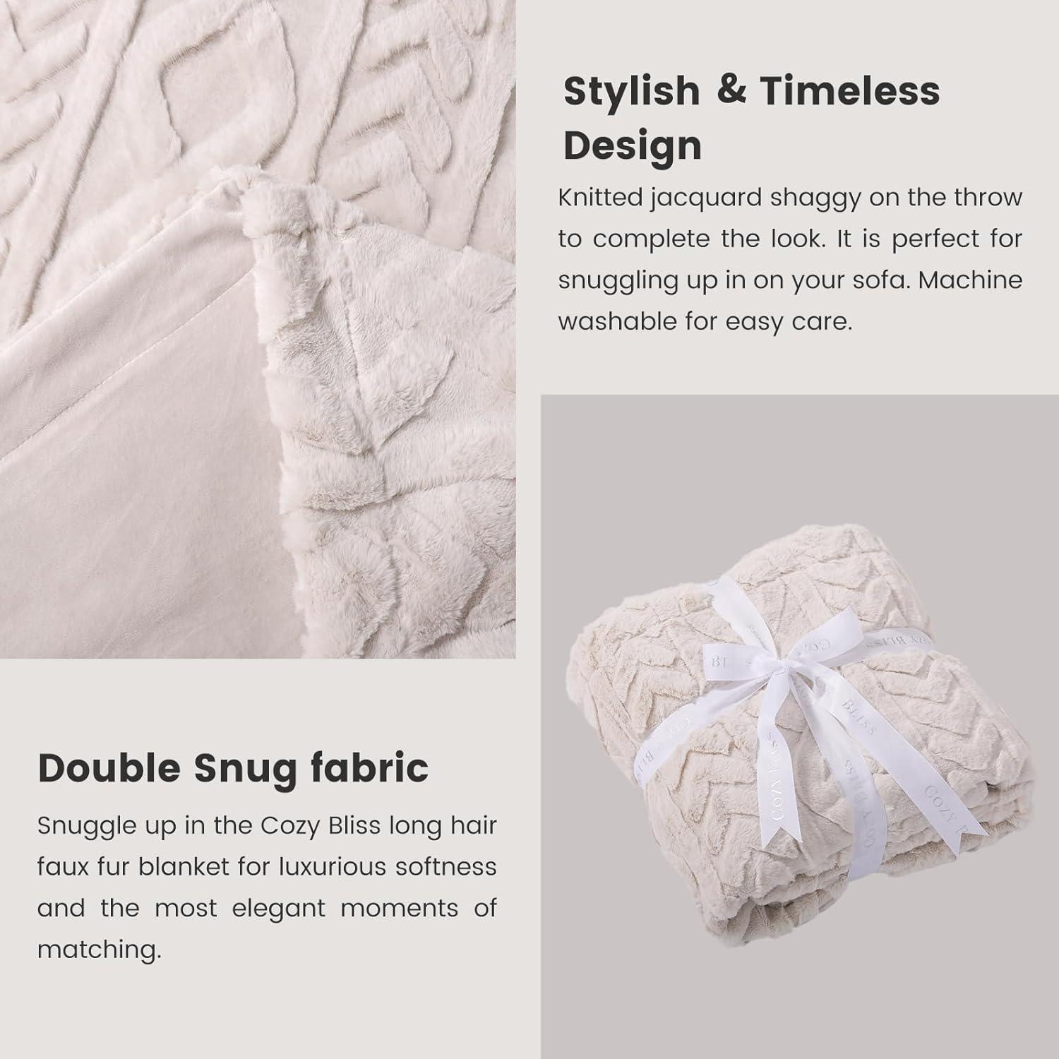 Manta de Piel Sintética Cozy Bliss 127x152cm Beige Suave