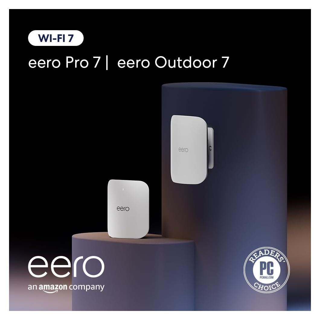 Amazon eero Pro 7 (1-pack) with Amazon eero Outdoor 7 (1-pack) mesh wifi system