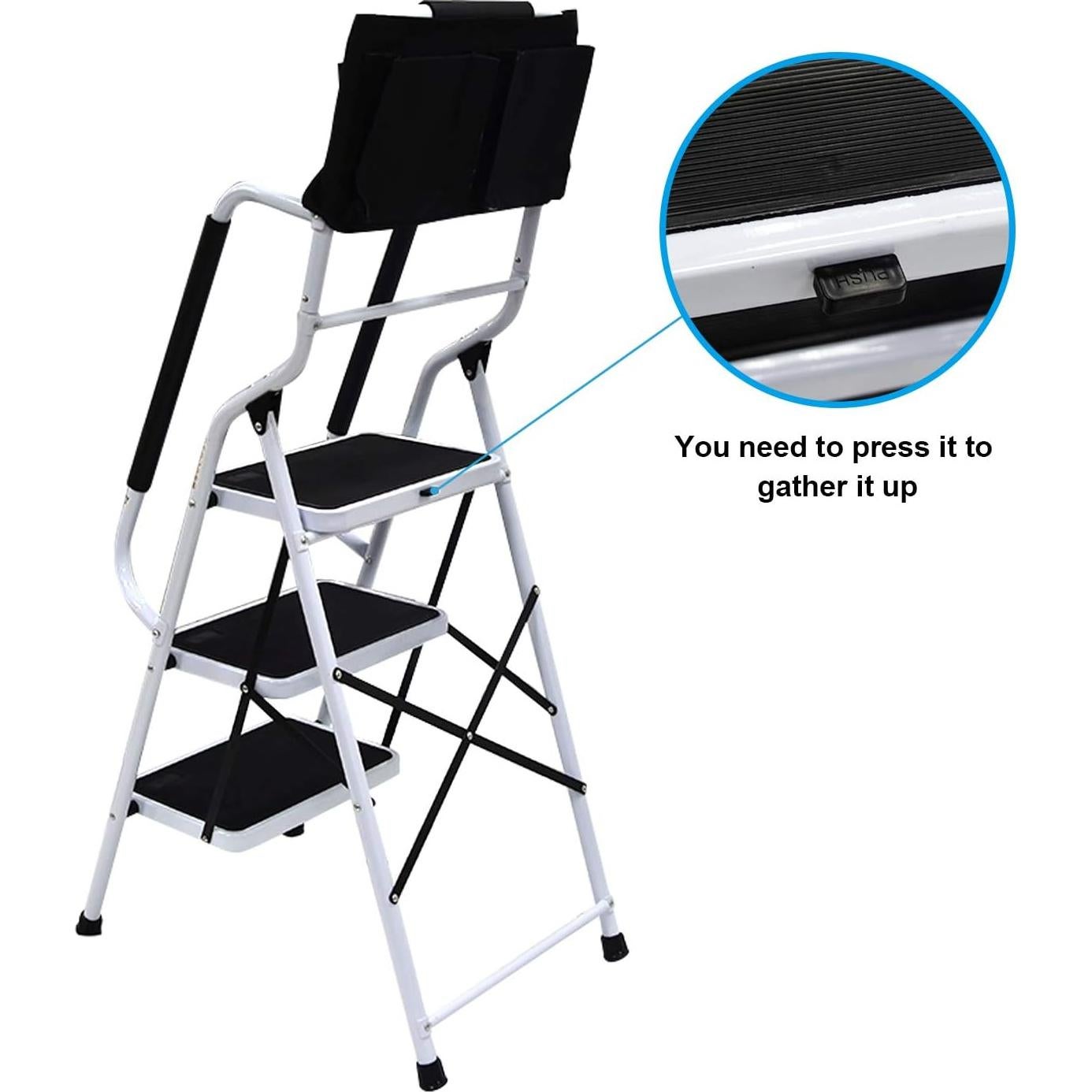 Escalera Plegable Usinso 3 Peldaños Antideslizante 226 kg