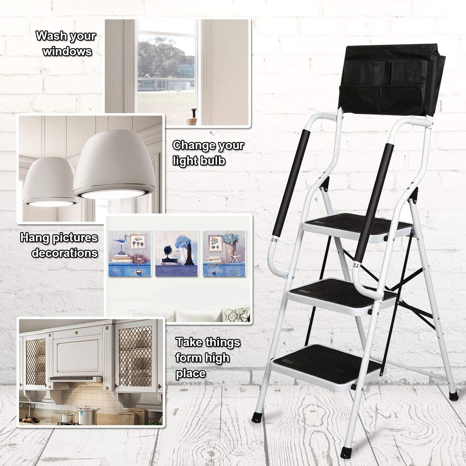 Escalera Plegable Usinso 3 Peldaños Antideslizante 226 kg