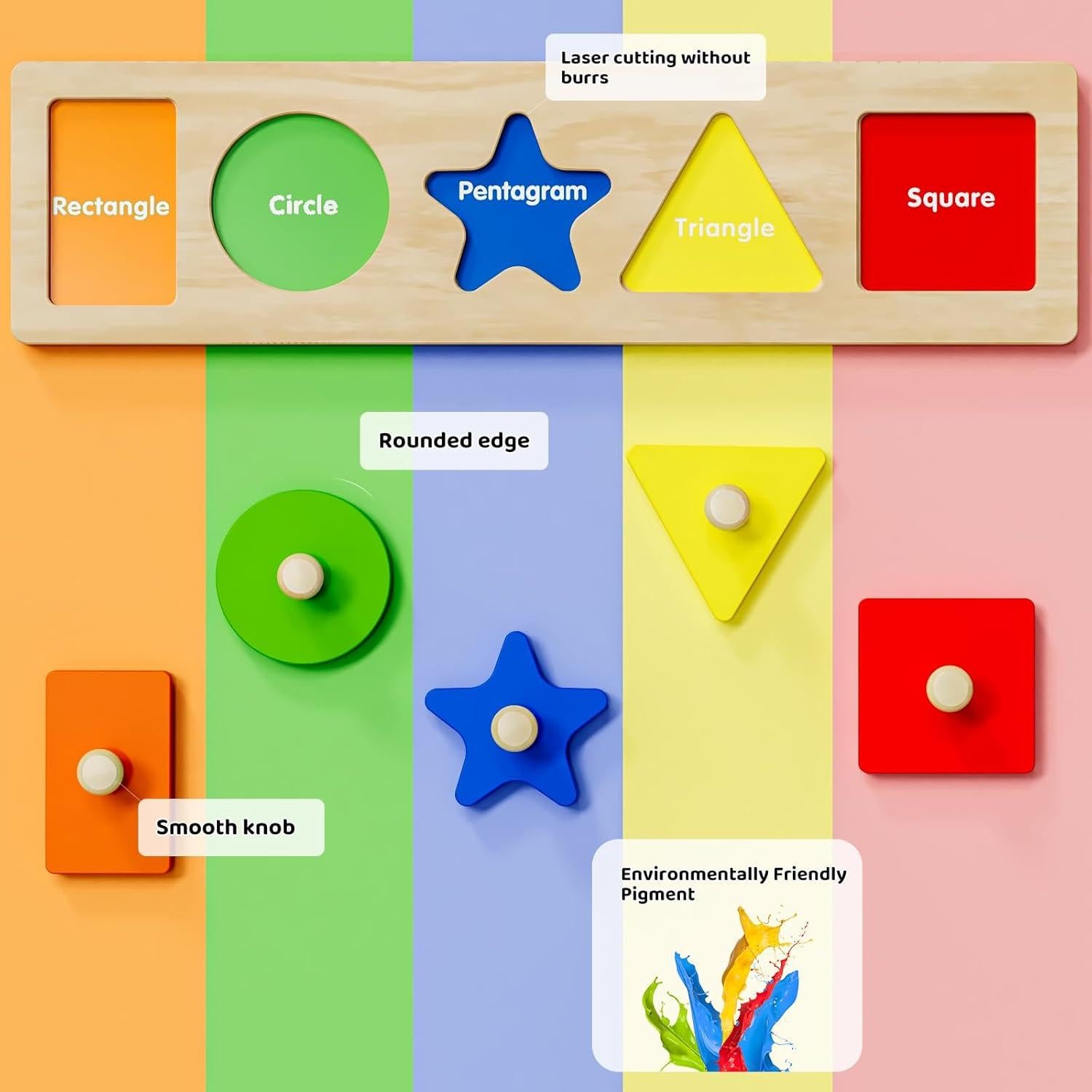 Rompecabezas de Madera Montessori QODOFLR para Niños 1-3 Años