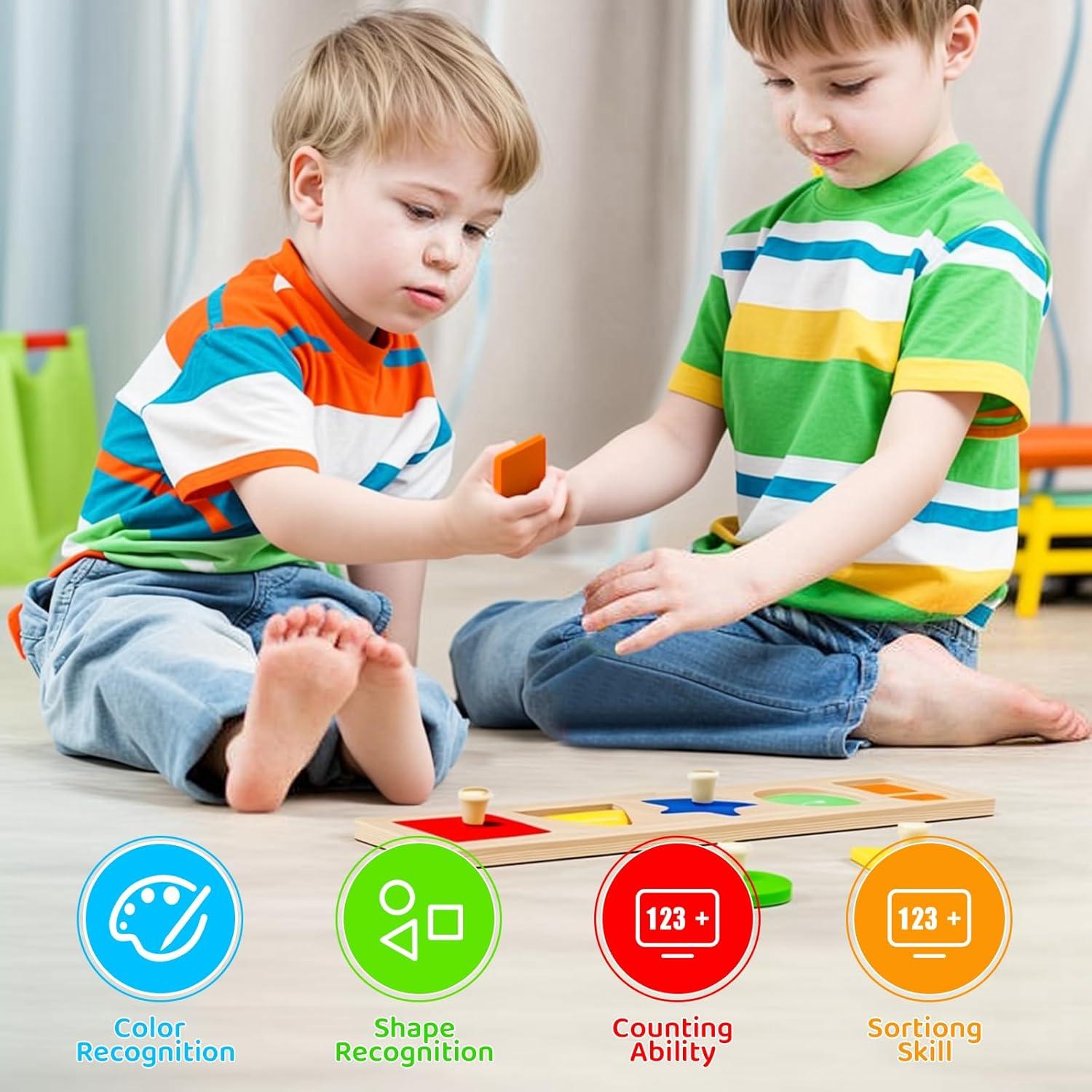 Rompecabezas de Madera Montessori QODOFLR para Niños 1-3 Años