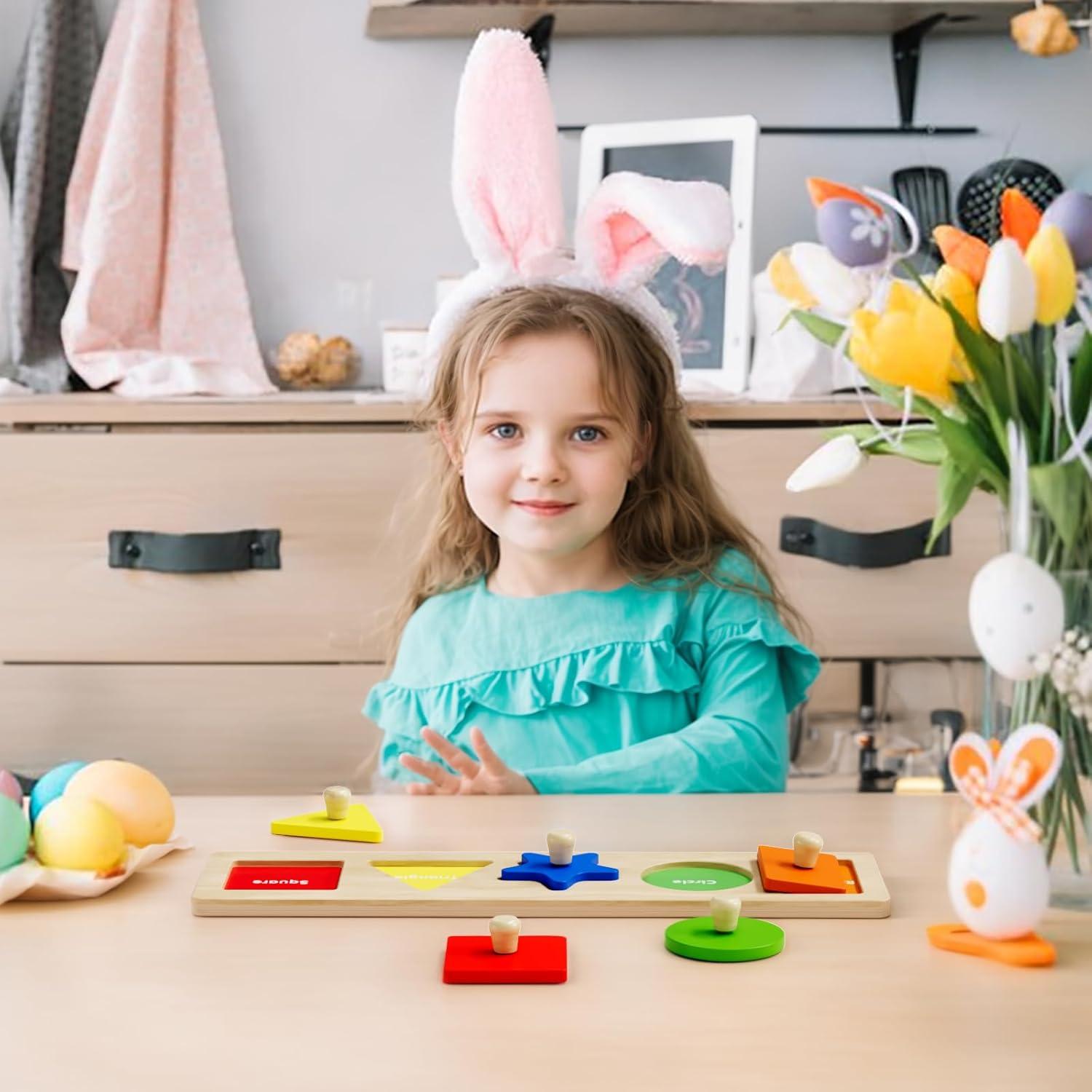 Rompecabezas de Madera Montessori QODOFLR para Niños 1-3 Años