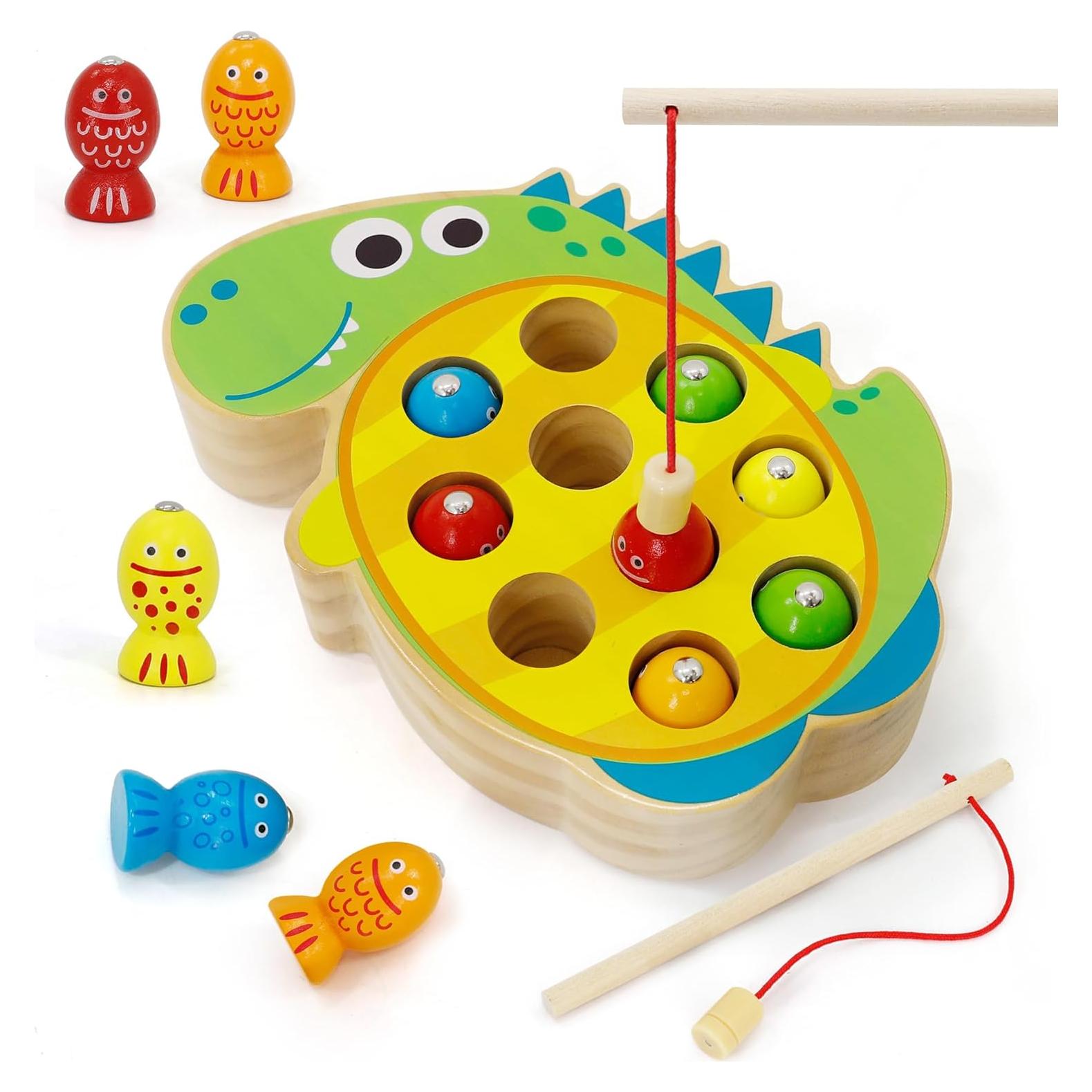 Juego de Pesca Magnético de Madera JooKiddie Dinosaurio 14.5x21.3cm