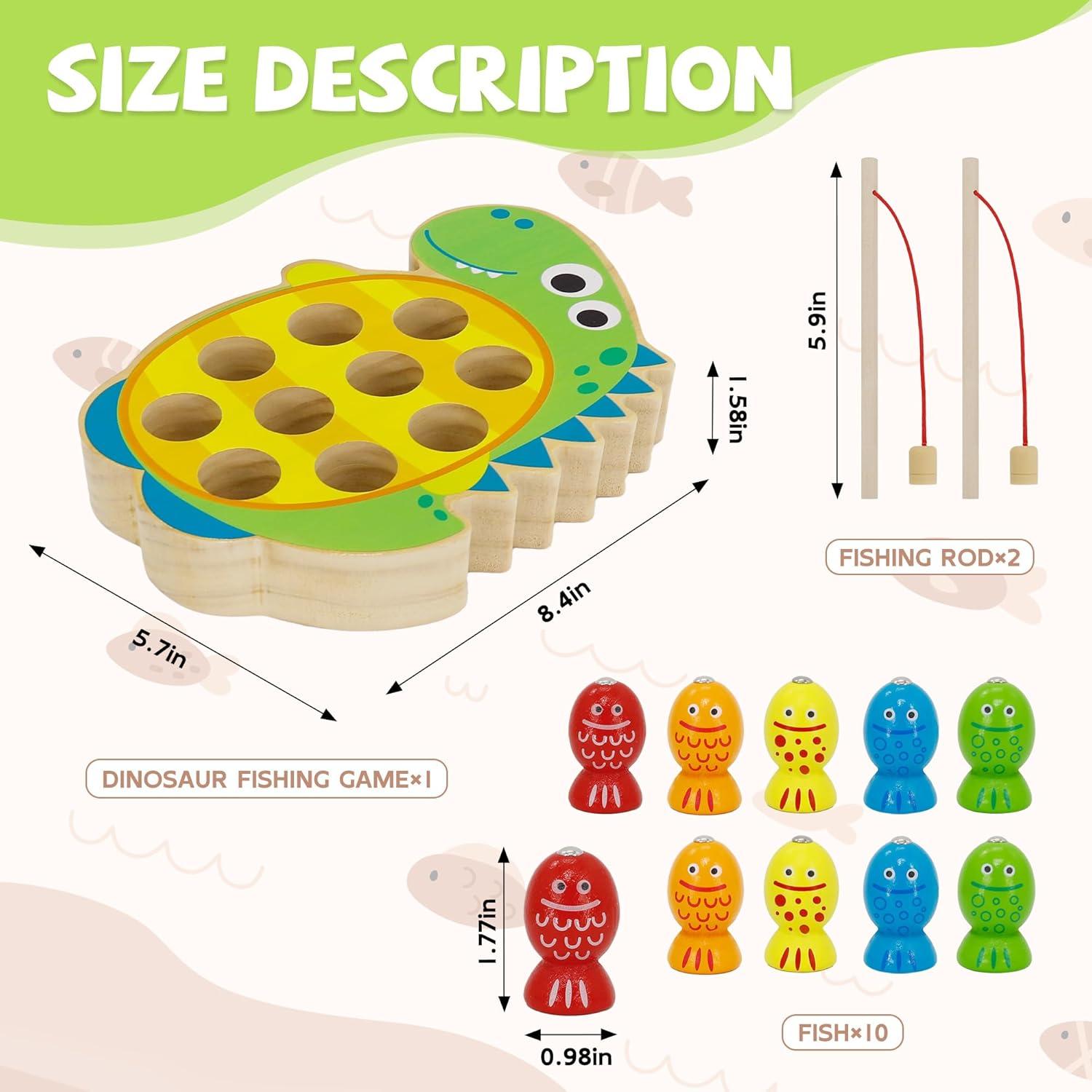 Juego de Pesca Magnético de Madera JooKiddie Dinosaurio 14.5x21.3cm