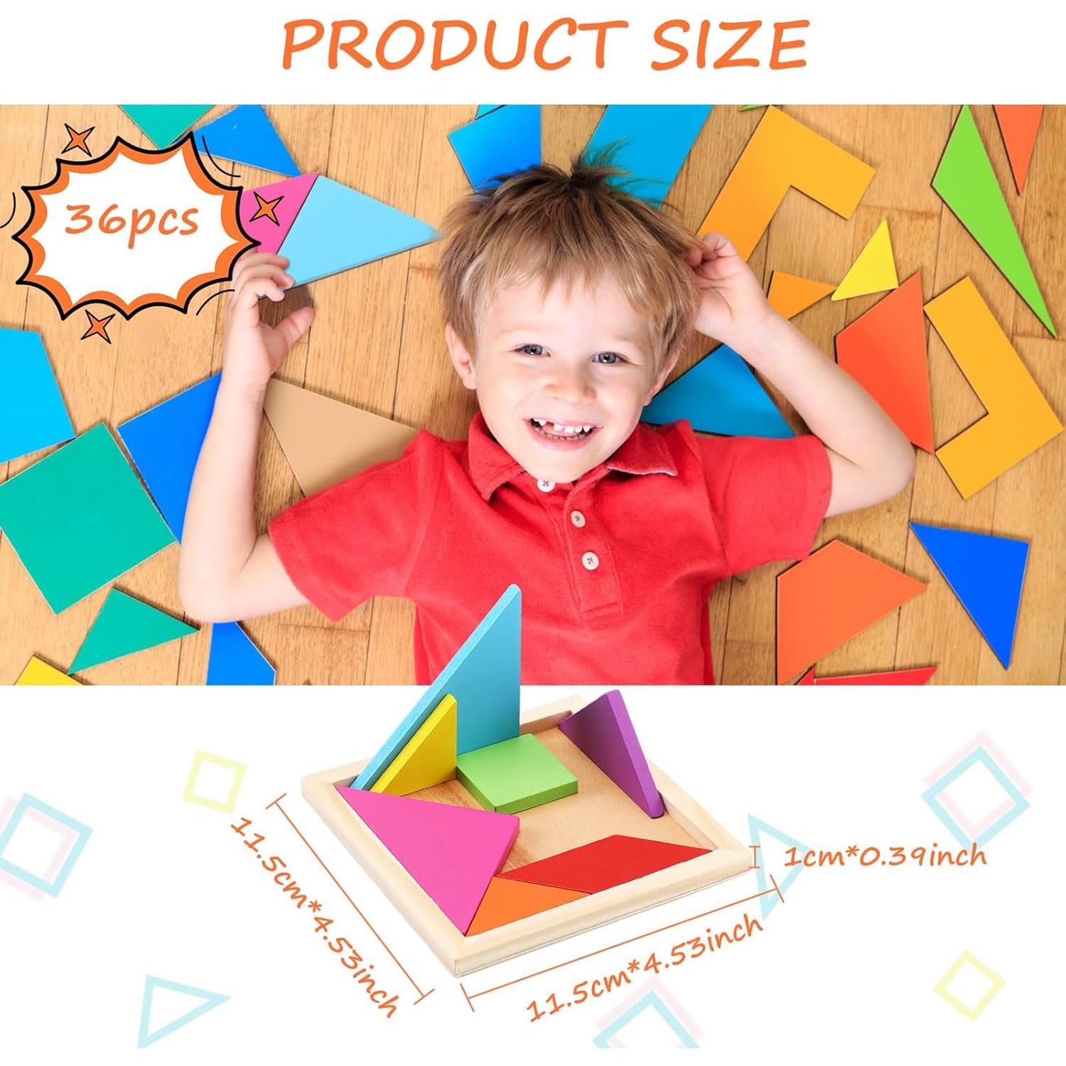 Rompecabezas de Tangram de Madera Shappy 36 Piezas Educativo