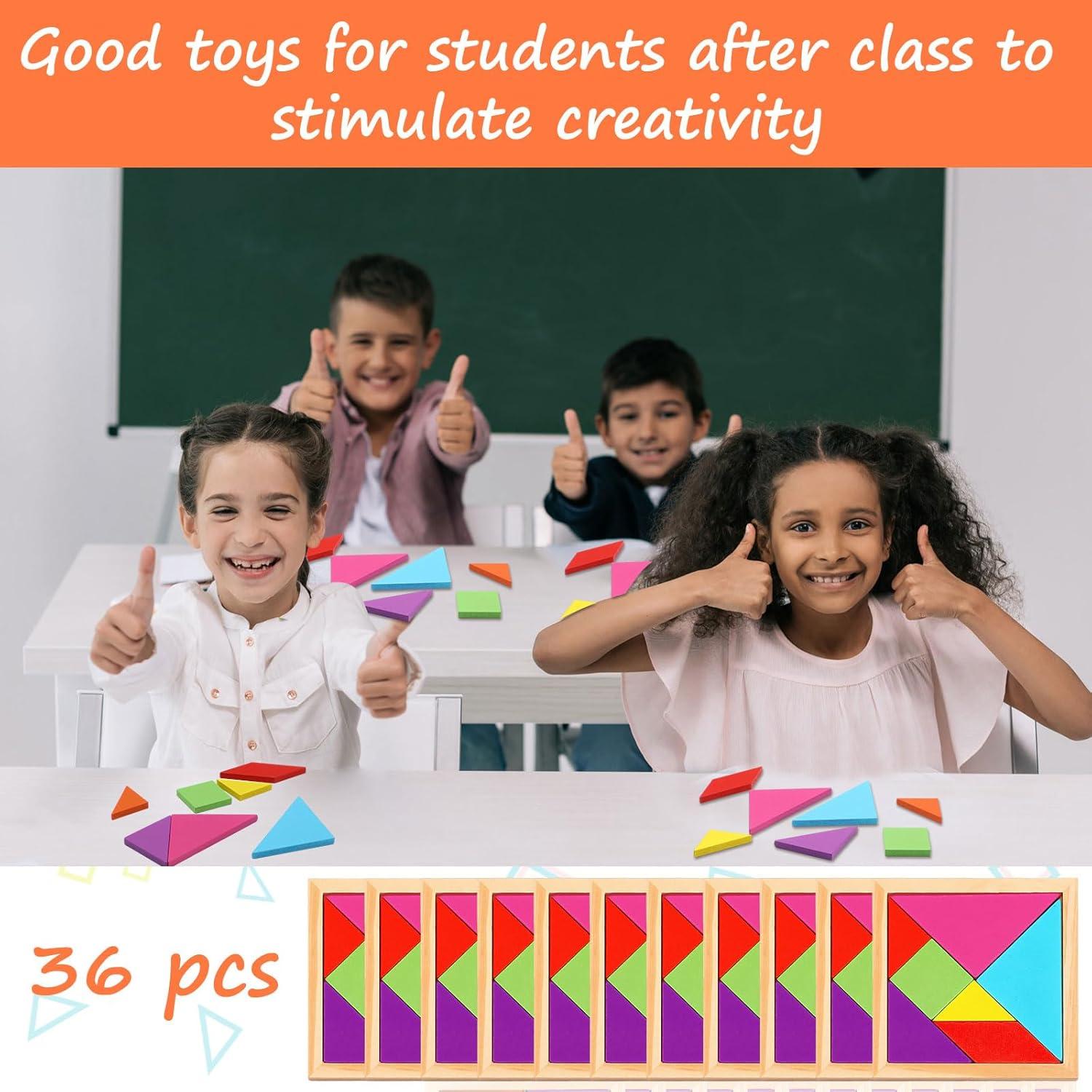 Rompecabezas de Tangram de Madera Shappy 36 Piezas Educativo