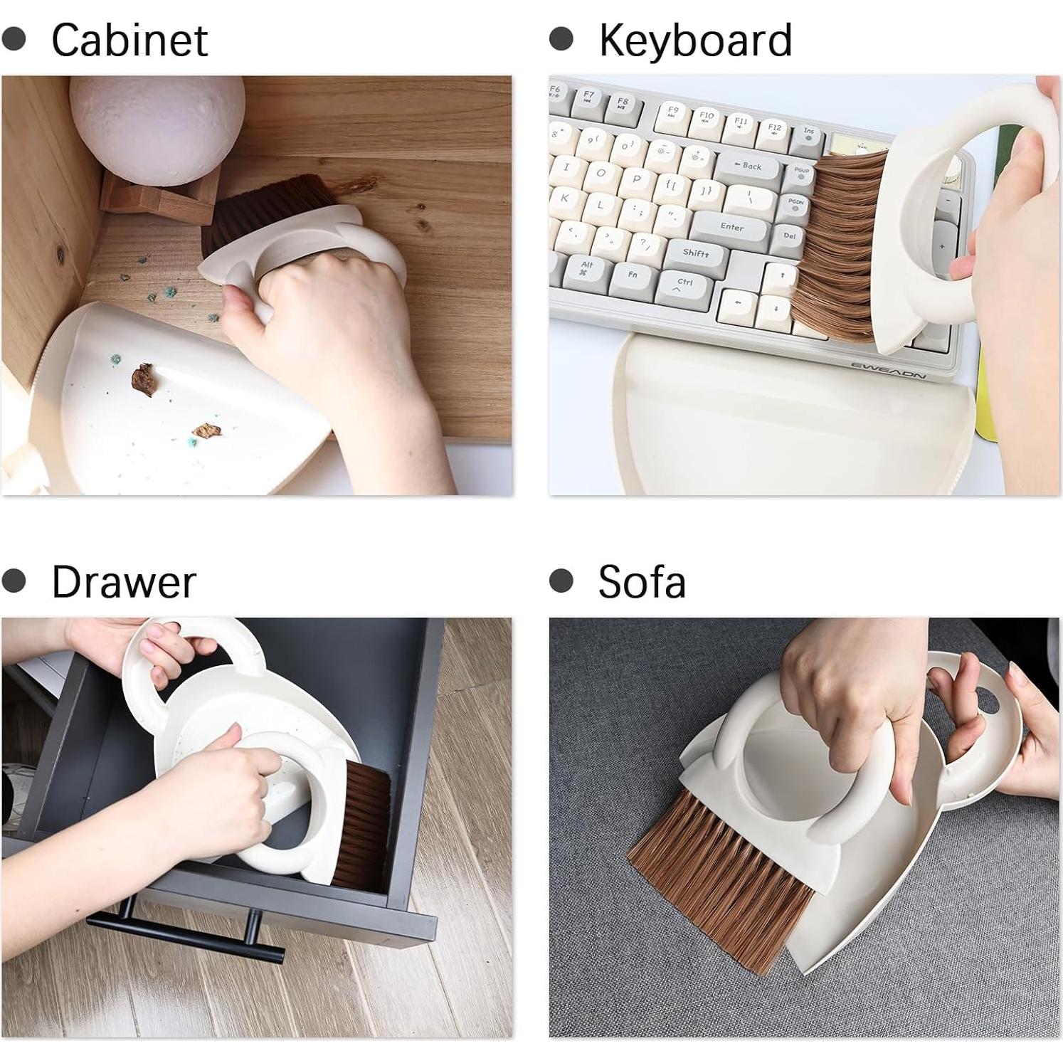 Juego de Escoba y Recogedor Mini BAOYINGTE - Blanco, 16.5 cm