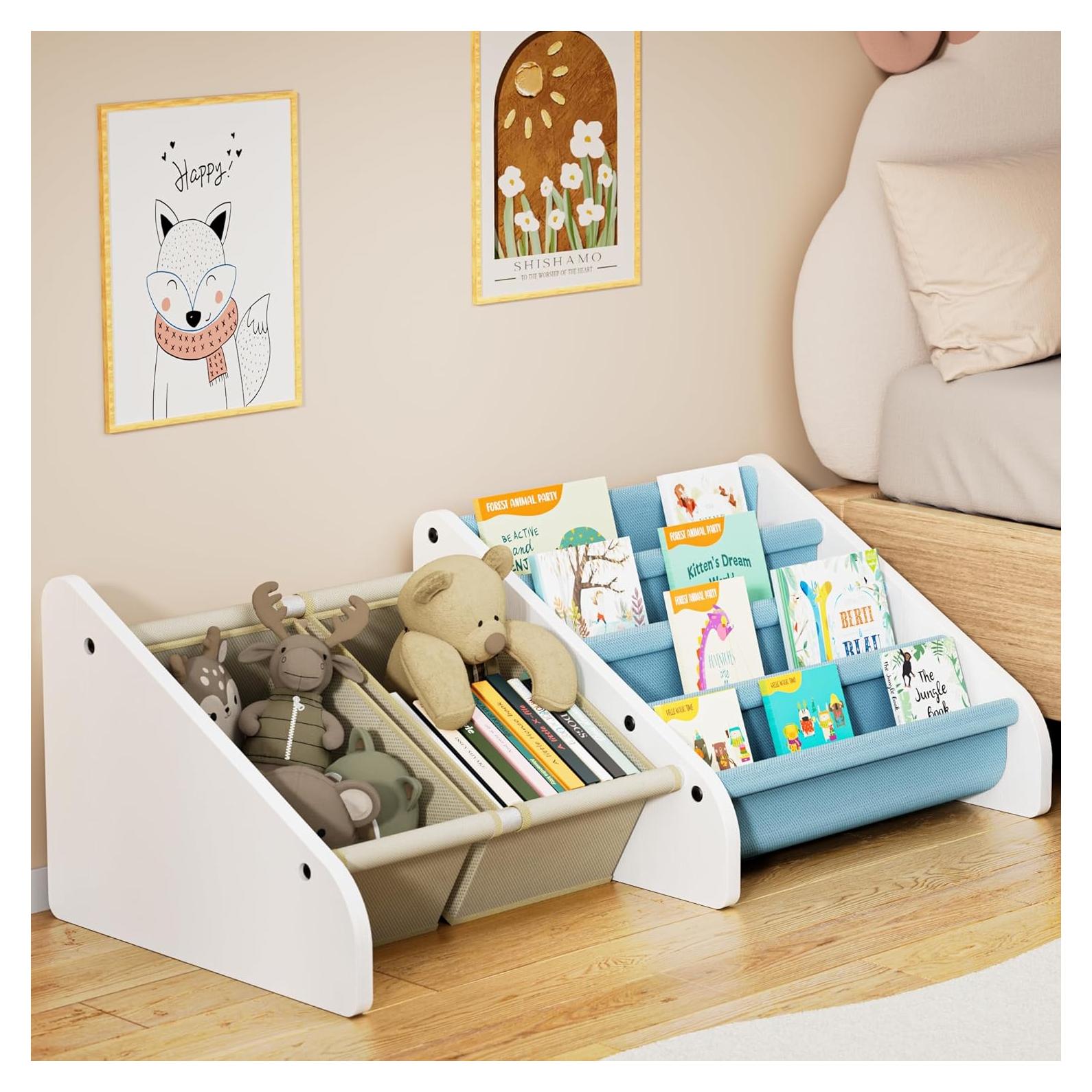 Estantería Montessori Polegas Azul 4 Niveles para Libros