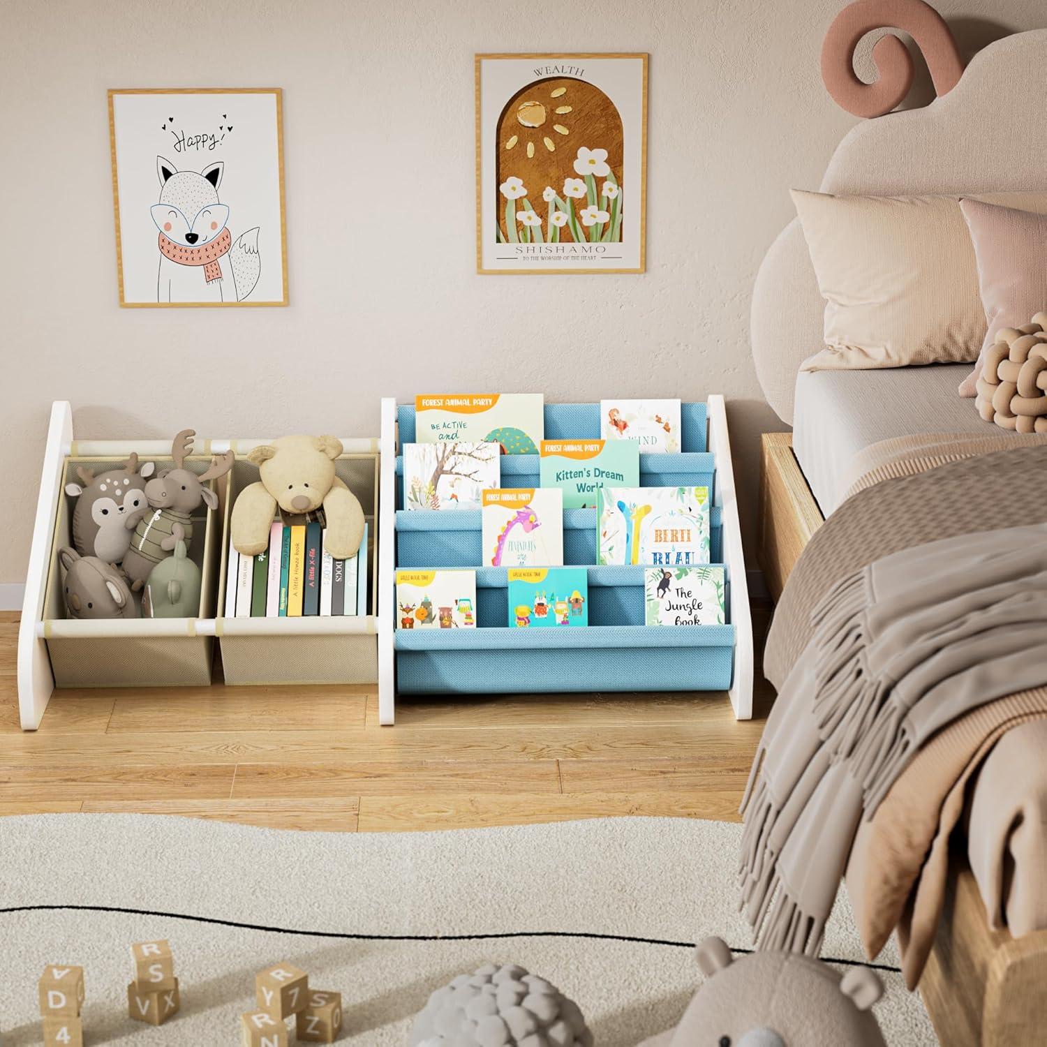 Estantería Montessori Polegas Azul 4 Niveles para Libros