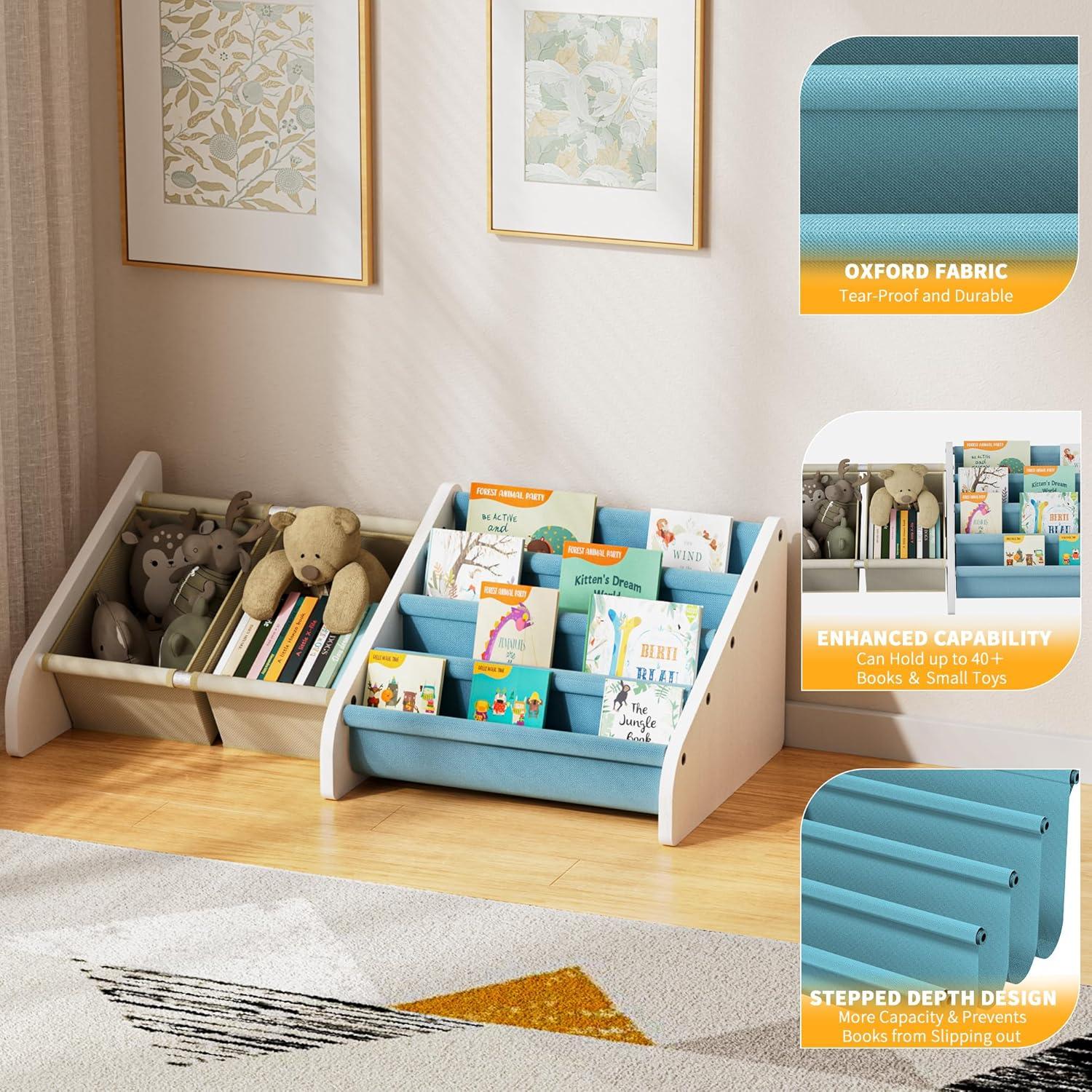 Estantería Montessori Polegas Azul 4 Niveles para Libros