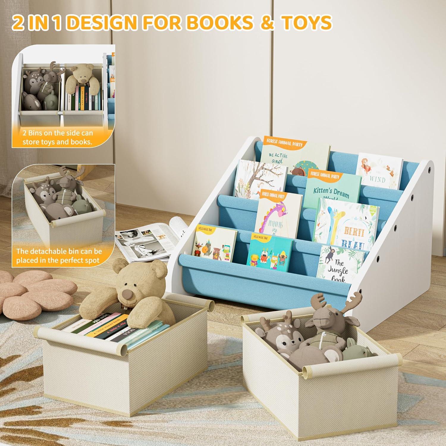 Estantería Montessori Polegas Azul 4 Niveles para Libros