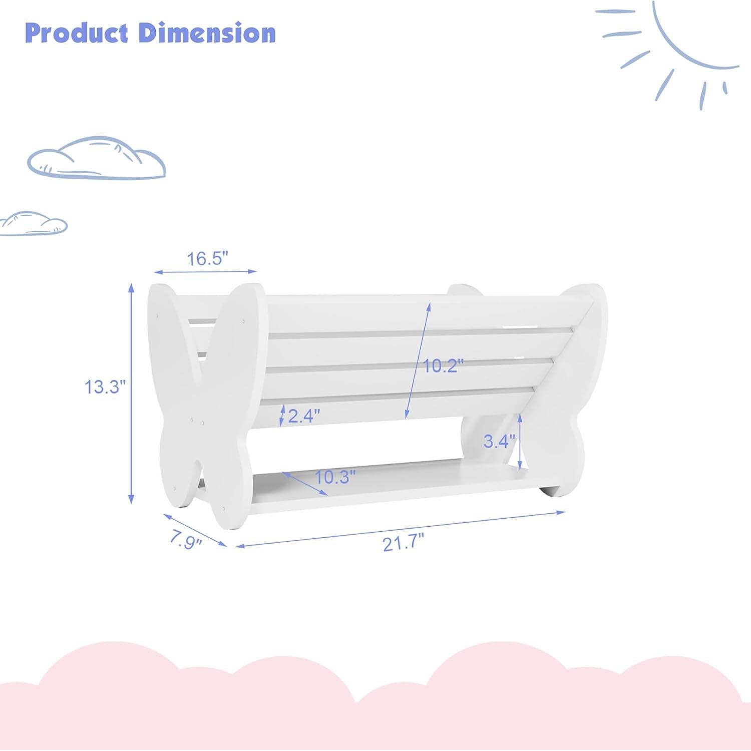 Estantería Montessori Naches para Niños Mariposa Blanca 55x42x33cm