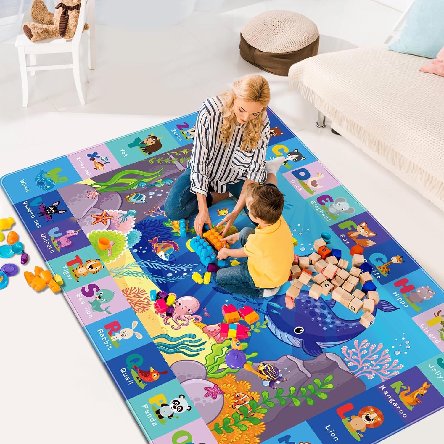 Alfombra de Juego para Bebés LTKOUGFAM 120x80 cm Antideslizante