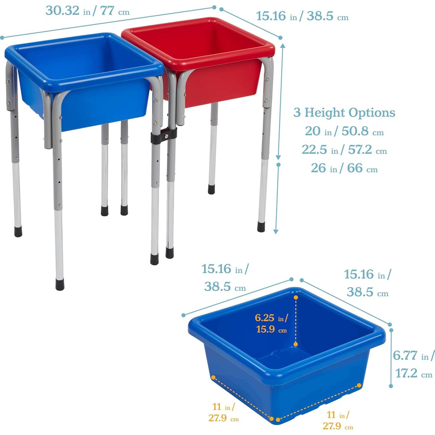 Mesa de Juego Sensorial ECR4Kids Ajustable 2 Estaciones Azul/Rojo
